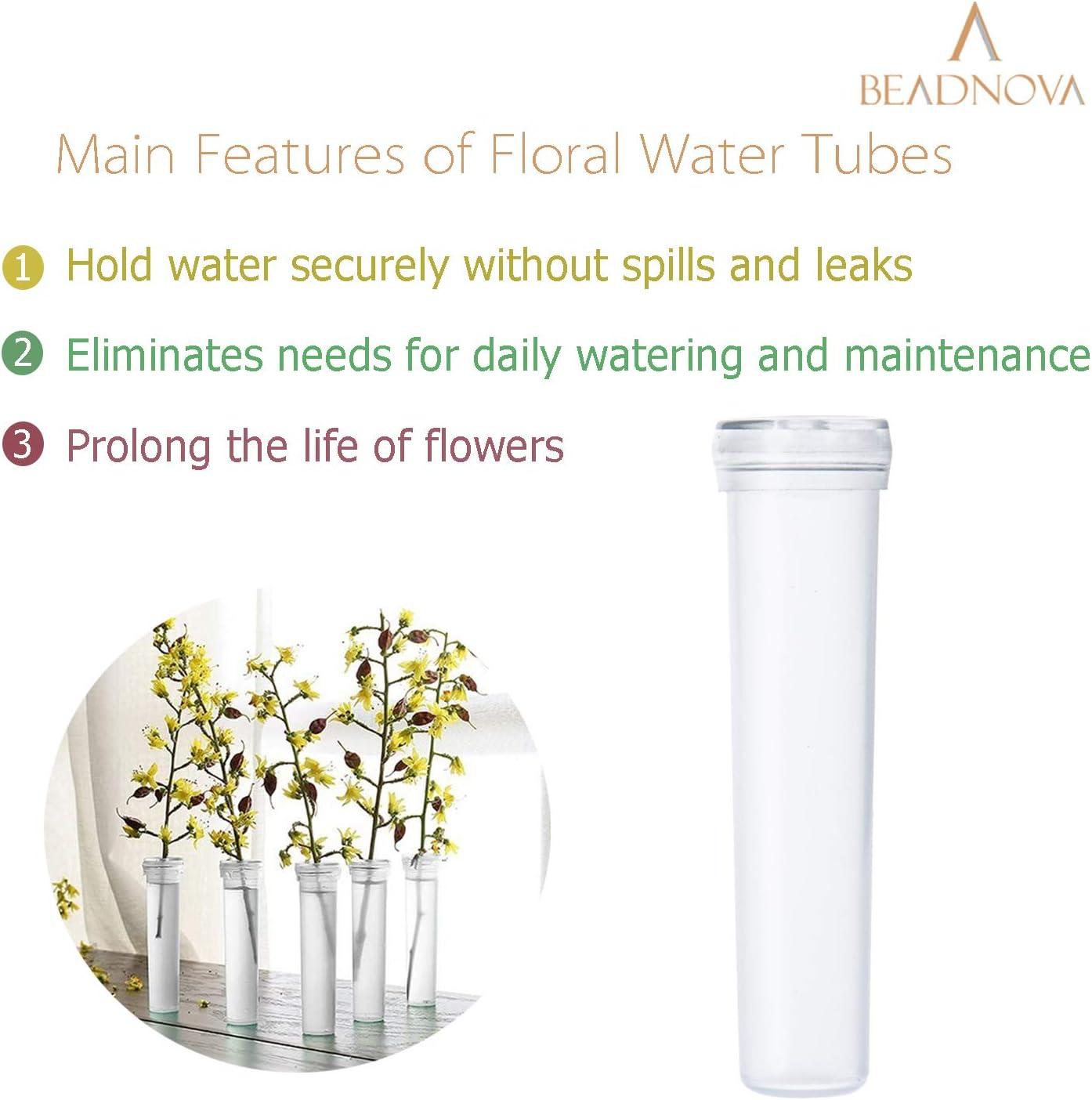 BEADNOVA Flower Water Tubes 2.8 Inch Plastic Water Tubes for Flowers