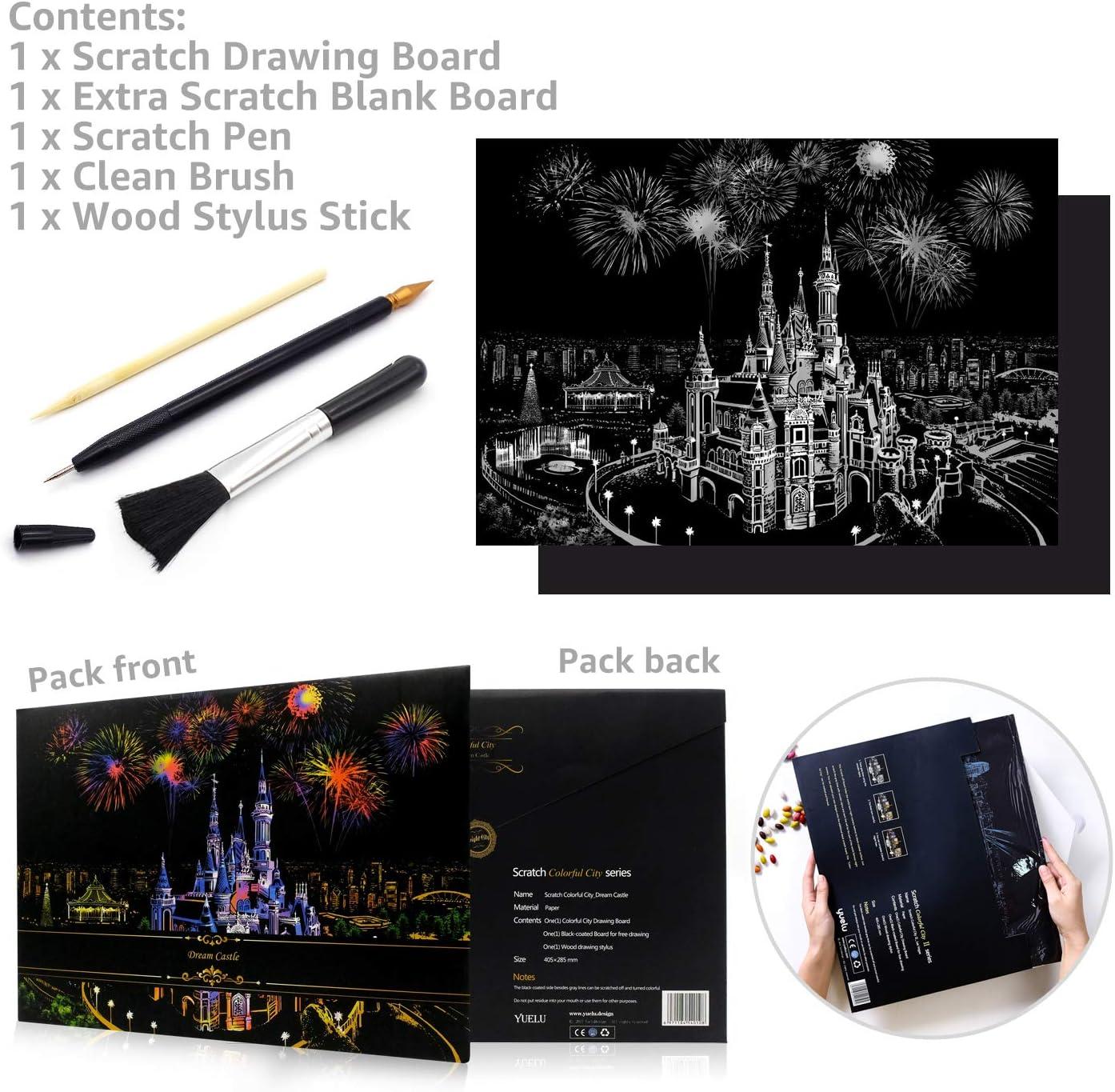 Buy Scratch Paper Rainbow Painting Sketch Pads DIY Art Craft Night View  Scratchboard for Adults and Kids - Scratch Painting Creative Gift - 2 Packs  & Pen, Clean Brush, 16” x 11.2” (Paris / Louvre) Online at Lowest Price  Ever in India