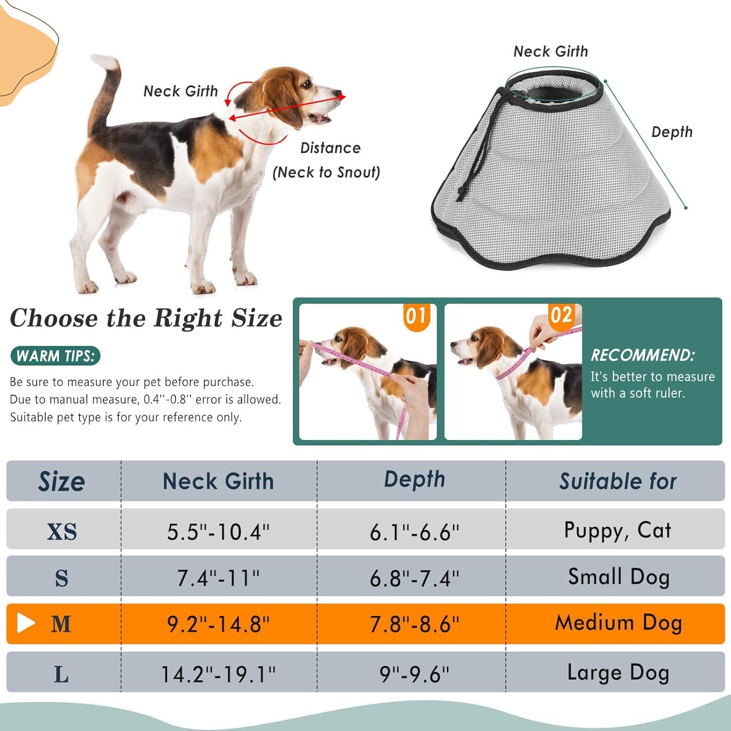 Neck 30cm Dog Cone VavoPaw Dog Cat Cones Recovery Collar Soft Mesh  Elizabethan Collar