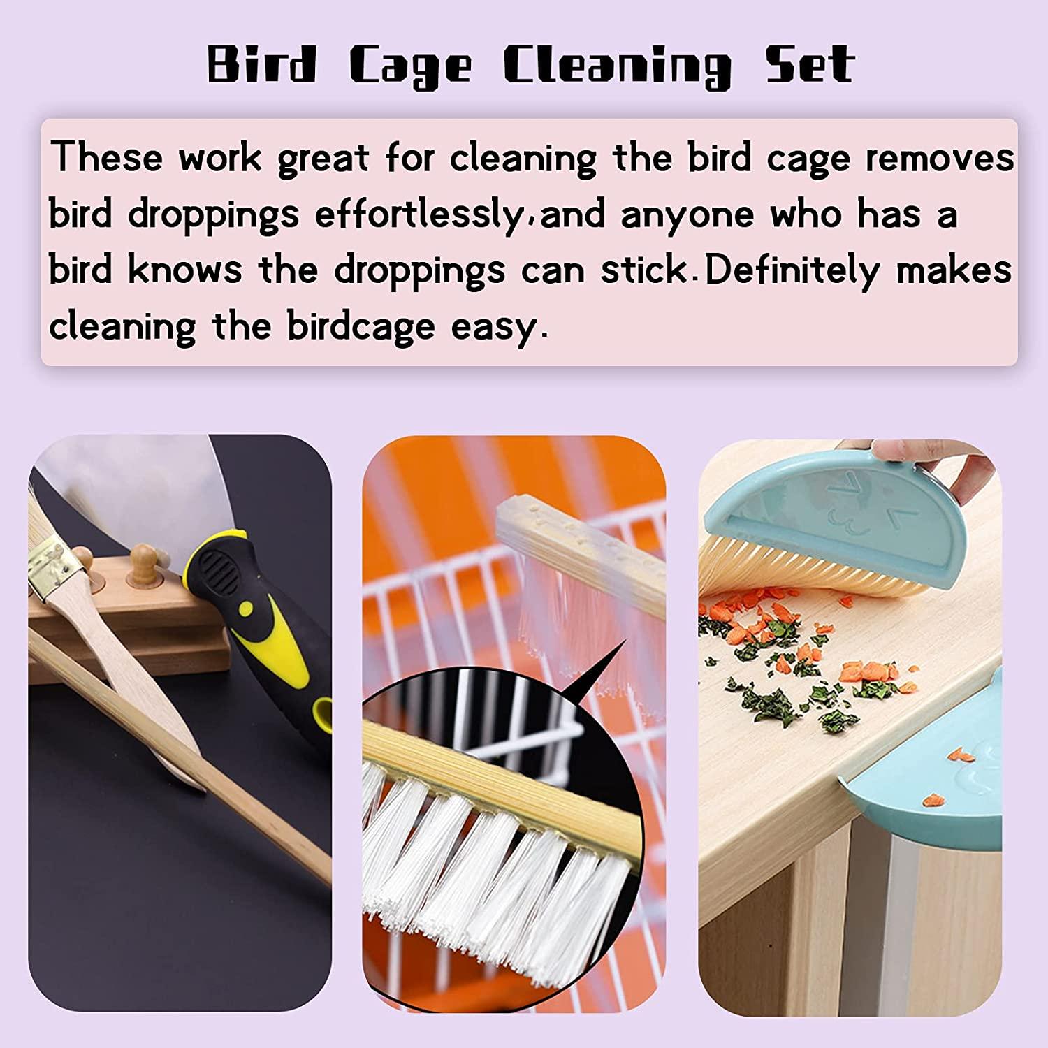 Bonaweite 4 Pack Bird Cage Cleaning Brush Set Birdcage Broom Cleaner