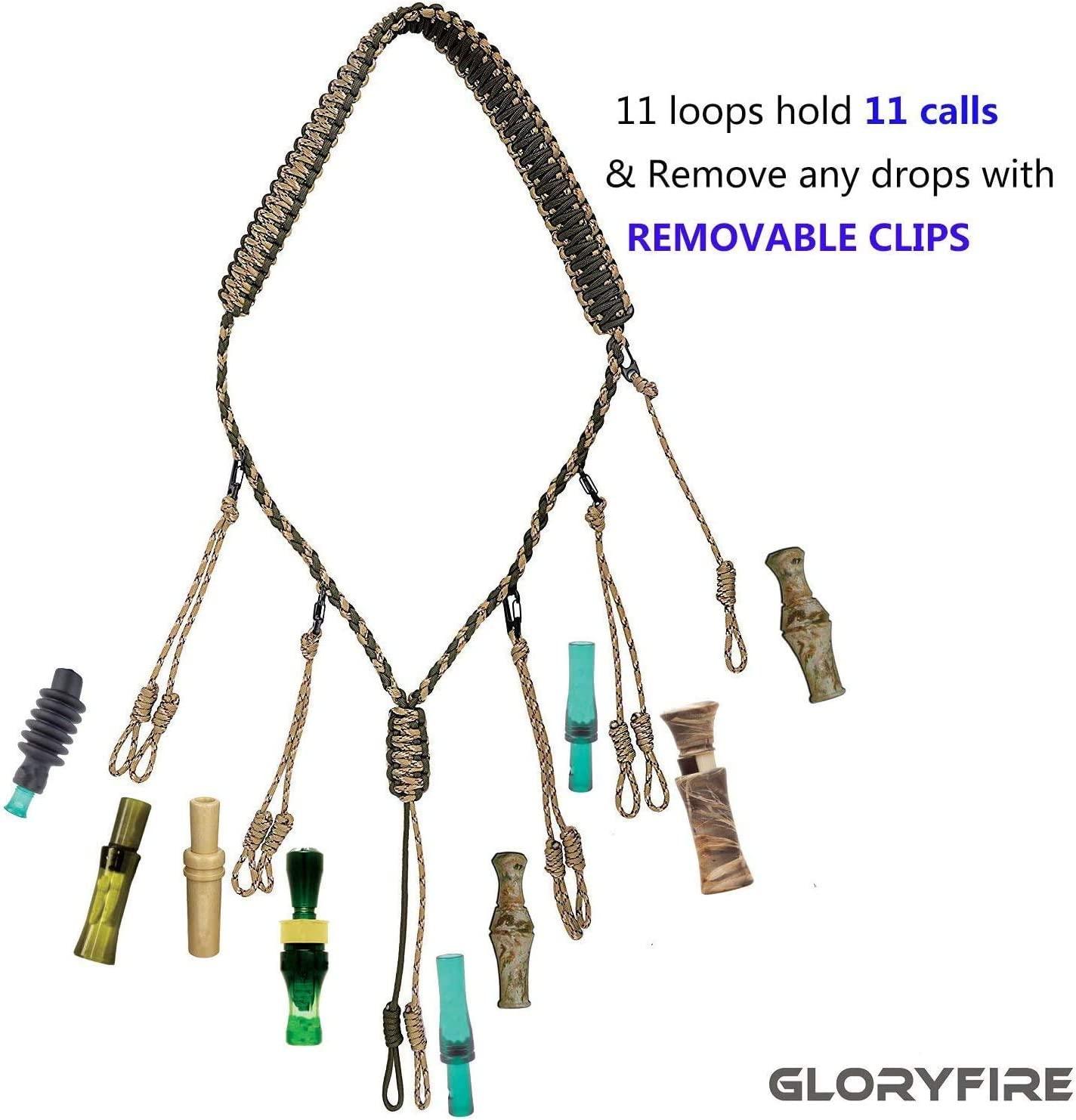 GLORYFIRE Duck Call Lanyard with Removable Drops Secures 5 Call Premium
