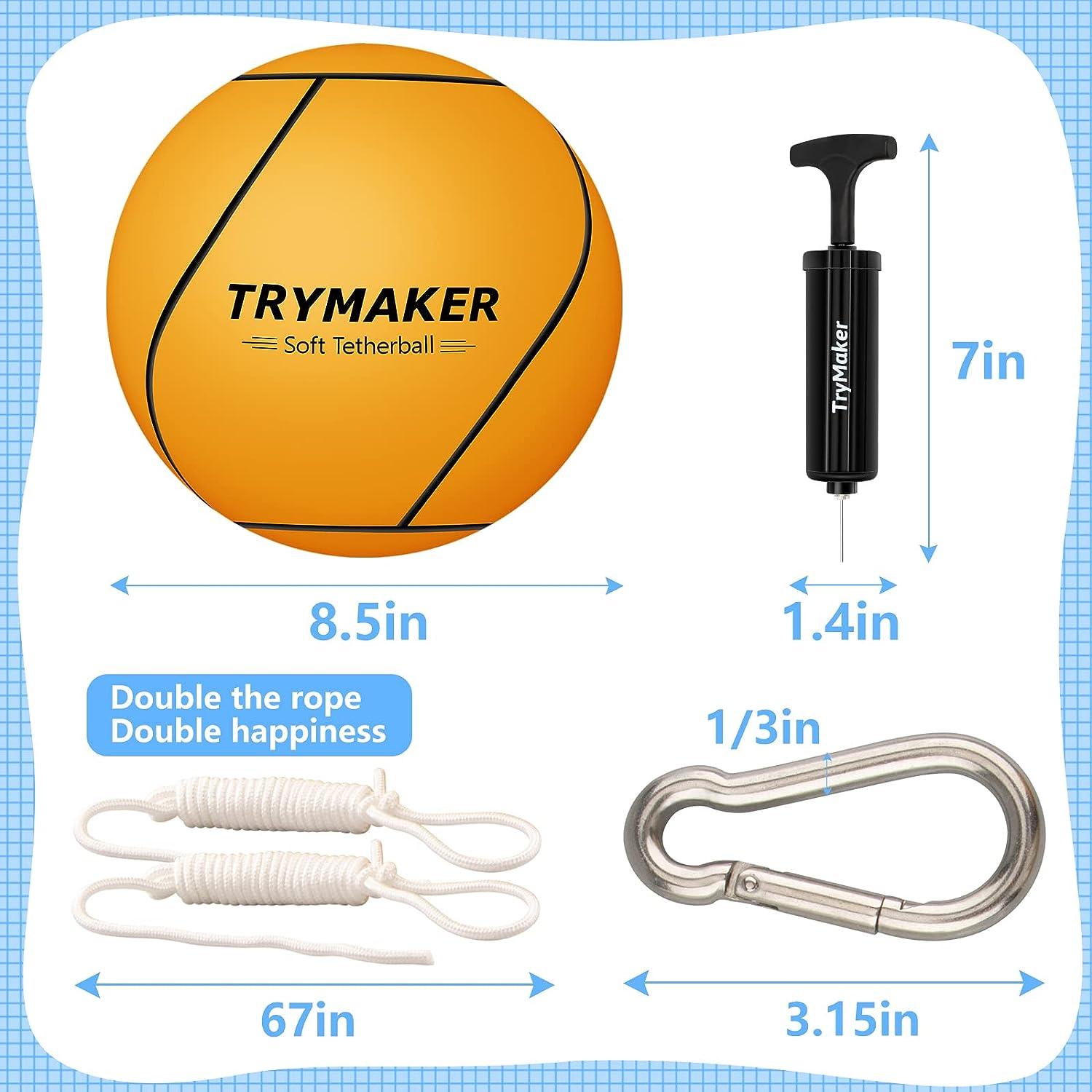 Trymaker Tetherball, Tether Balls and Rope Set for Kids,Replacement  Tetherball for Adults Backyard Outdoors