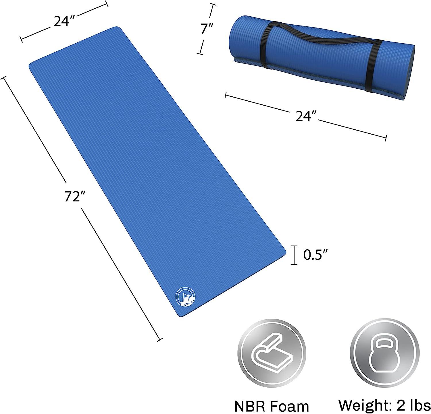 Wakeman Lightweight Foam Sleep Pad- 0.50 Thick Mat Collection for Camping,  Cots, Tents, Backpacking & Yoga- Non-Slip, Waterproof & Carry Handle  Outdoors Blue