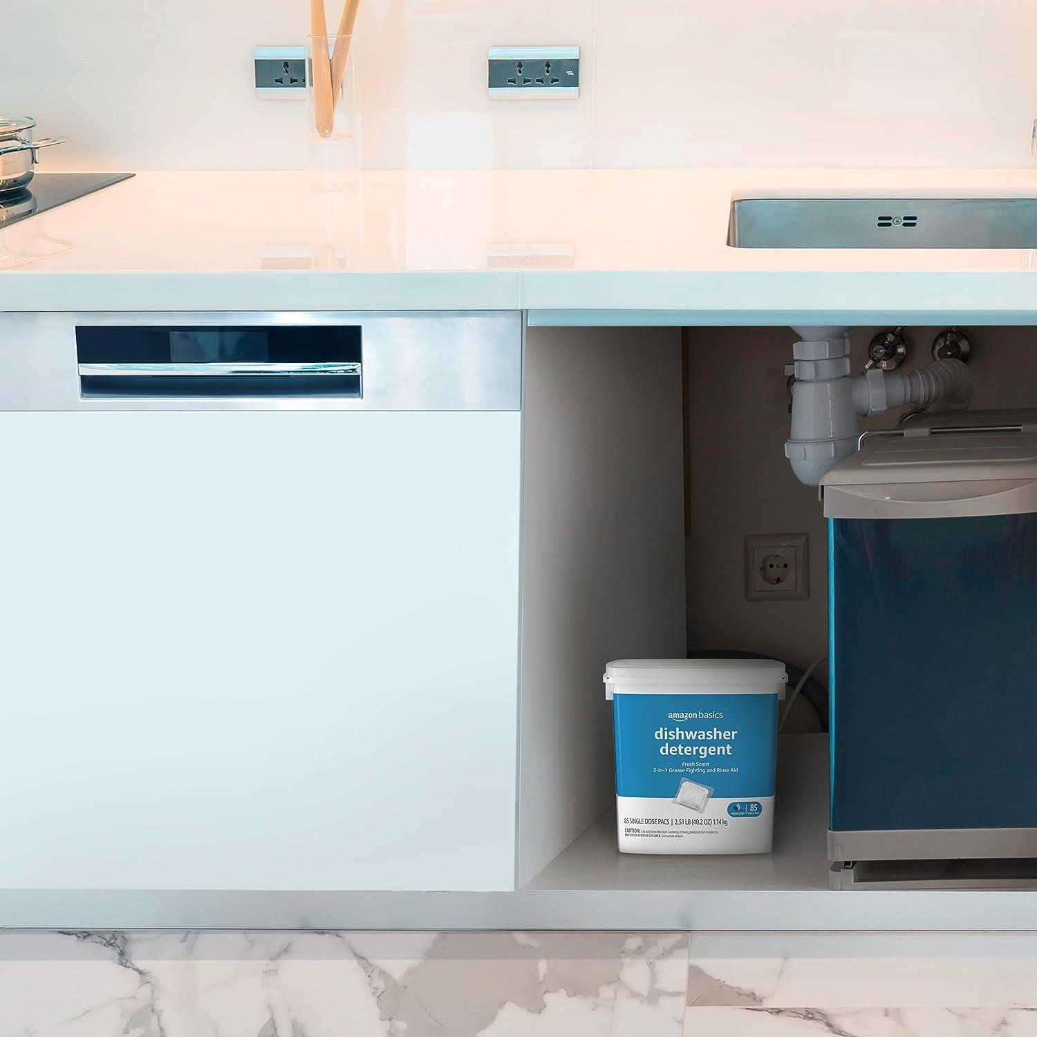 Amazon Basics Dishwasher Detergent Pacs, Fresh Scent, 85 Count