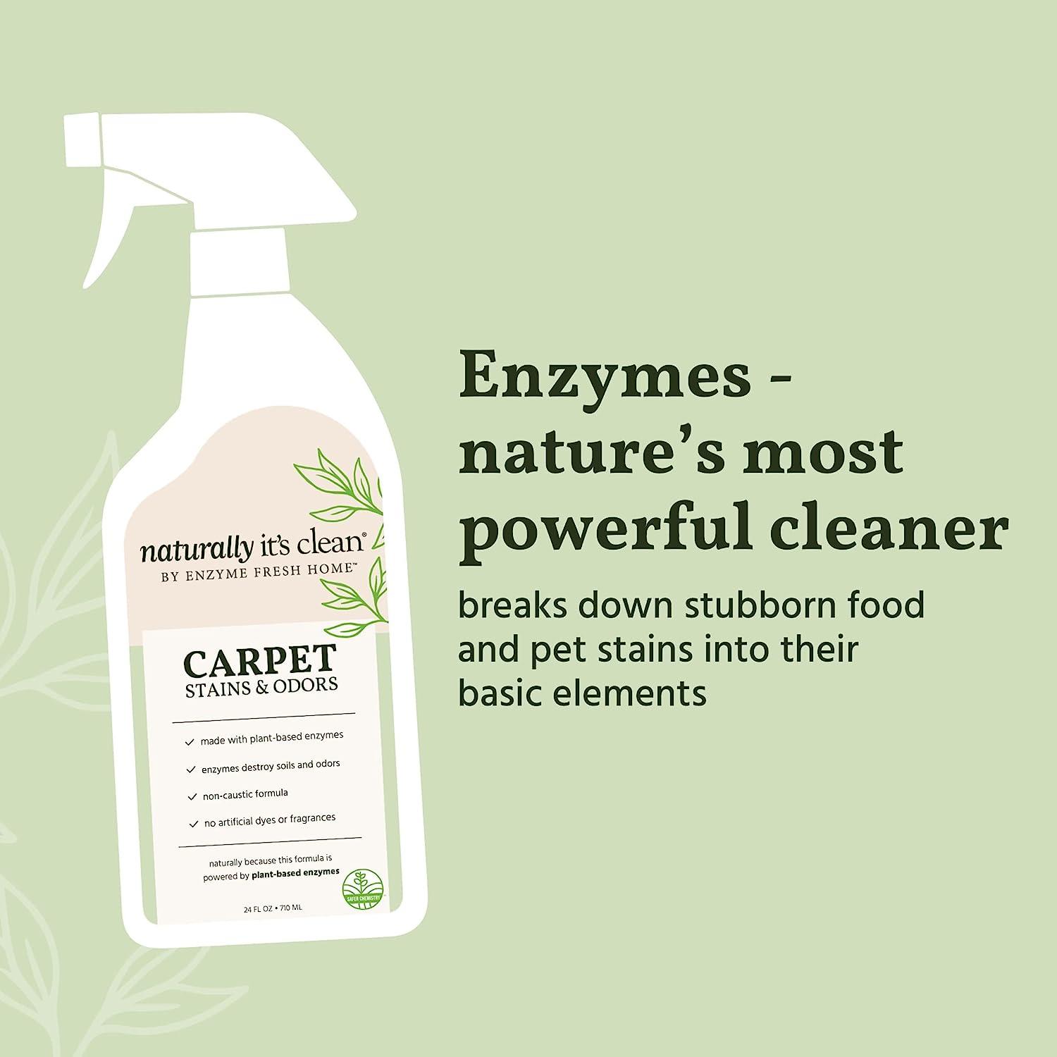 naturally it's clean Carpet Stains & Odors Cleaner Plant Based Enzyme Safely Cleans Pet/Food