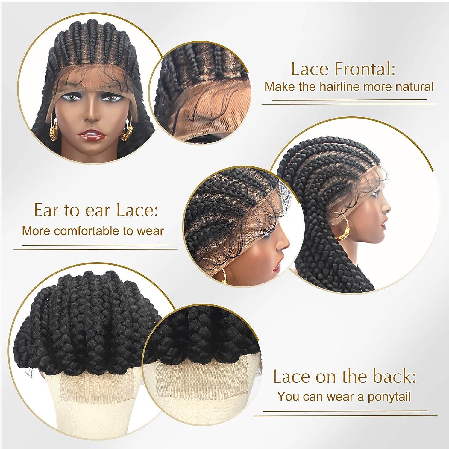 Alebery 36 Full Lace Jumbo Box Braids Wig for Black Women Lightweight