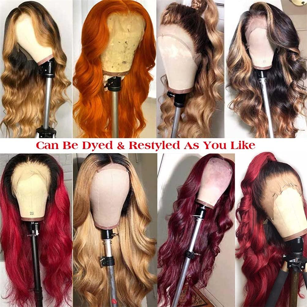 30 Inch Ombre Blonde Lace Front Wig Human Hair 13x4 Straight #60 Platinum Blonde Highlight HD