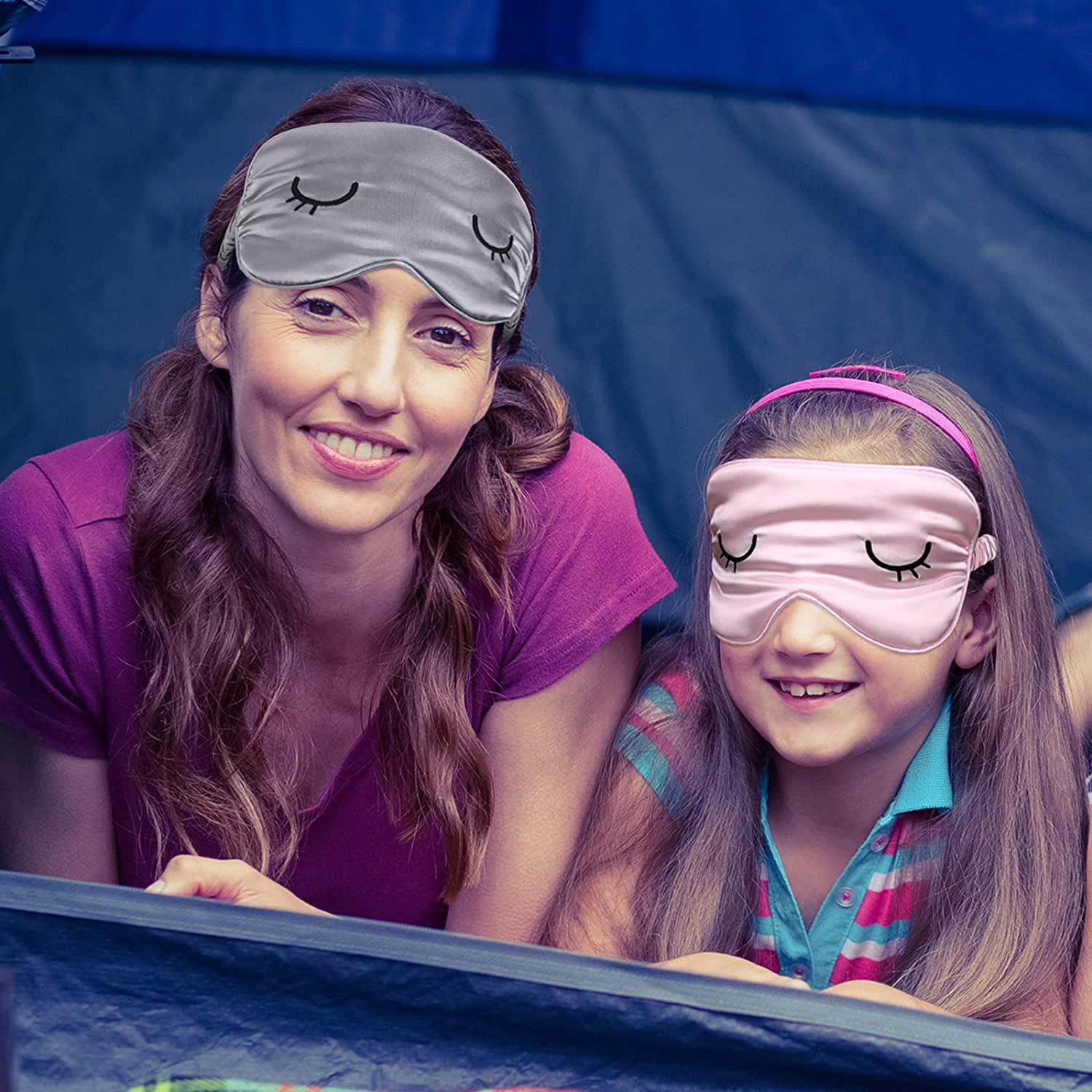 2 Pieces Cute Sleep Eye Masks for Kids Silk Sleep Eye Cover Cute