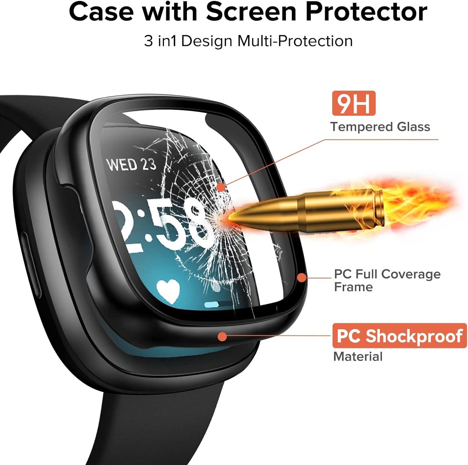 [5-Pack] Case Compatible with Amazfit GTS 4 Mini with Tempered Glass Screen  Protector, Smartwatch Full Protective Hard PC Bumper Case Face Cover for