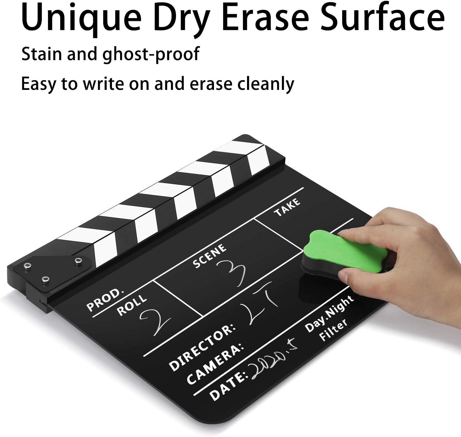 Flexzion Acrylic Plastic Clapboard Director's Clapper Board Dry