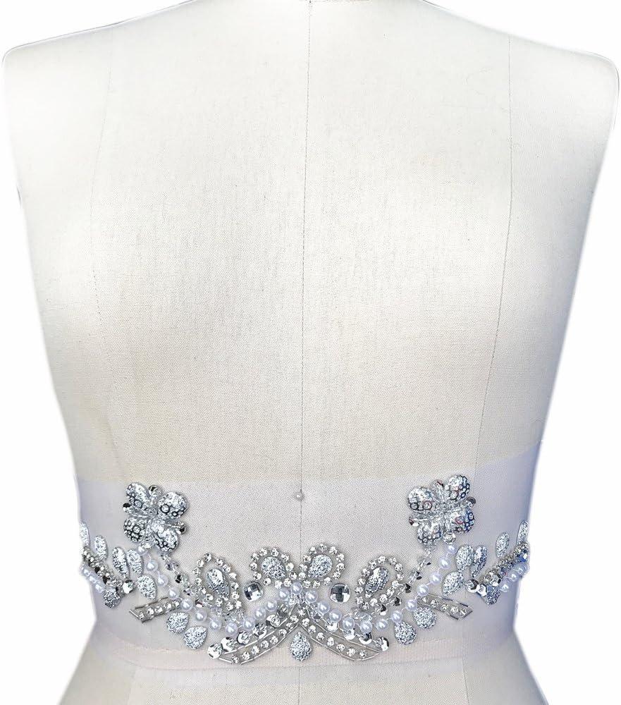 Handmade Beaded VNeck Sequin Sew On Neckline Rhinestone Crystal Trim