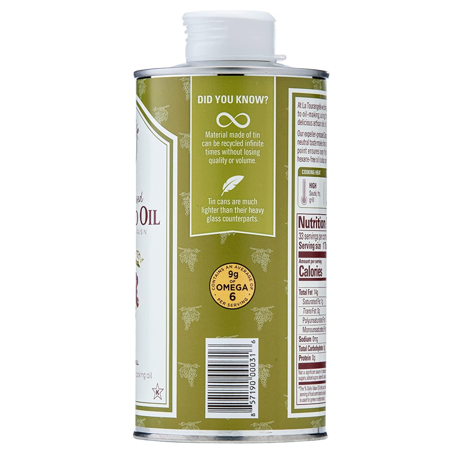 La Tourangelle, ExpellerPressed Grapeseed Oil, High Heat Neutral Cooking Oil, Cast Iron
