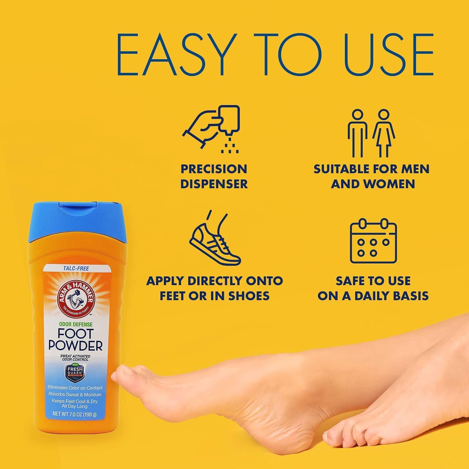 Arm & Hammer Foot Powder Odor Defense 7.0 oz (Pack of 2)