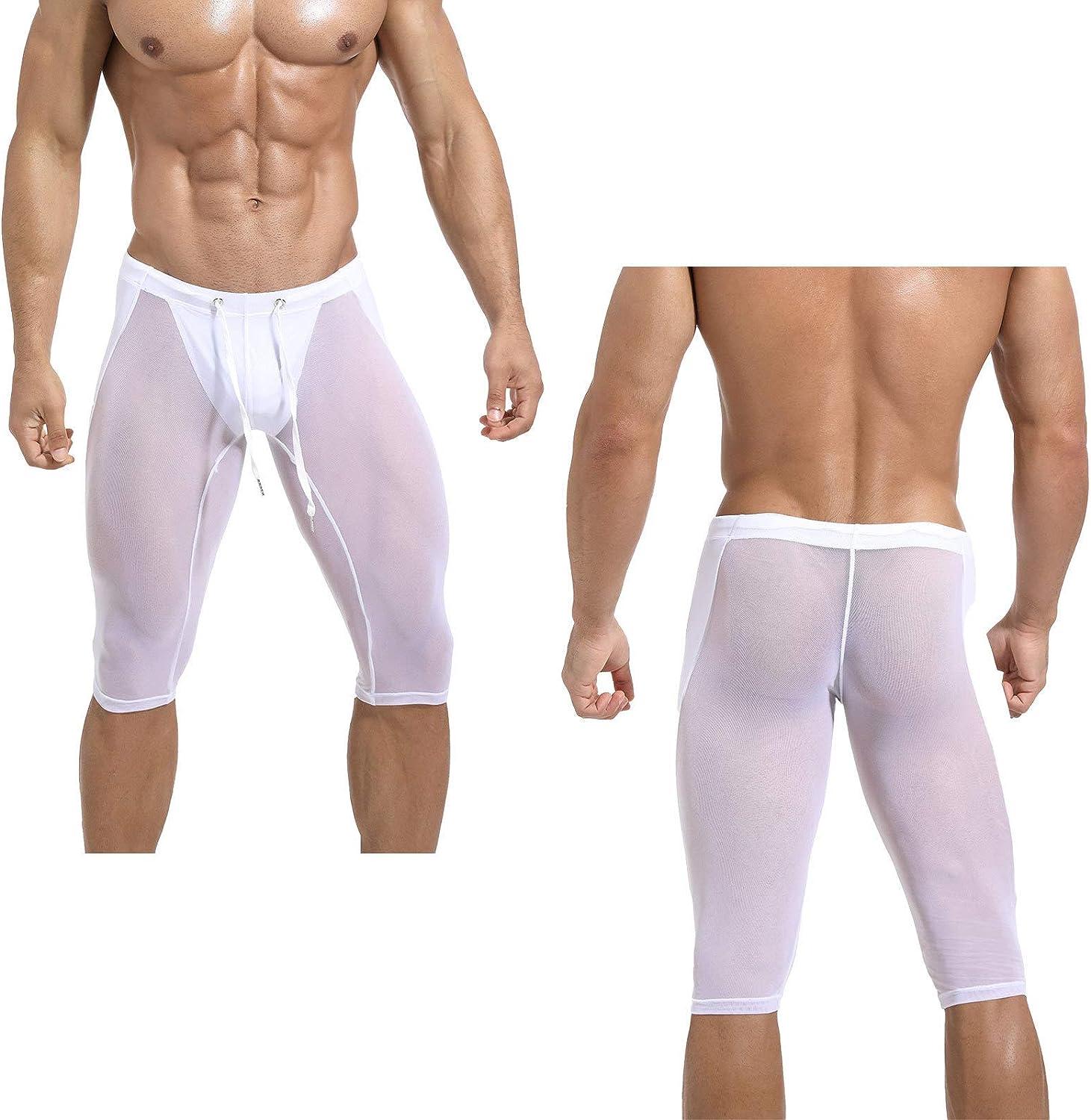 Doomiva Men's Mesh See Through Yoga Pants Compression Leggings Gym