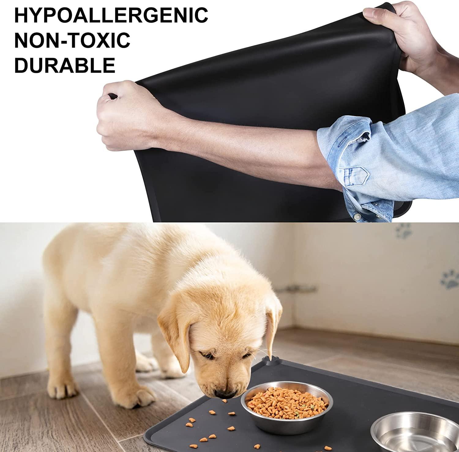 Waterproof Dog Mat for Food and Water, Dog Bowl Mat with Edges, Nonslip Pet  Food Mat, Silicone Dog Feedi