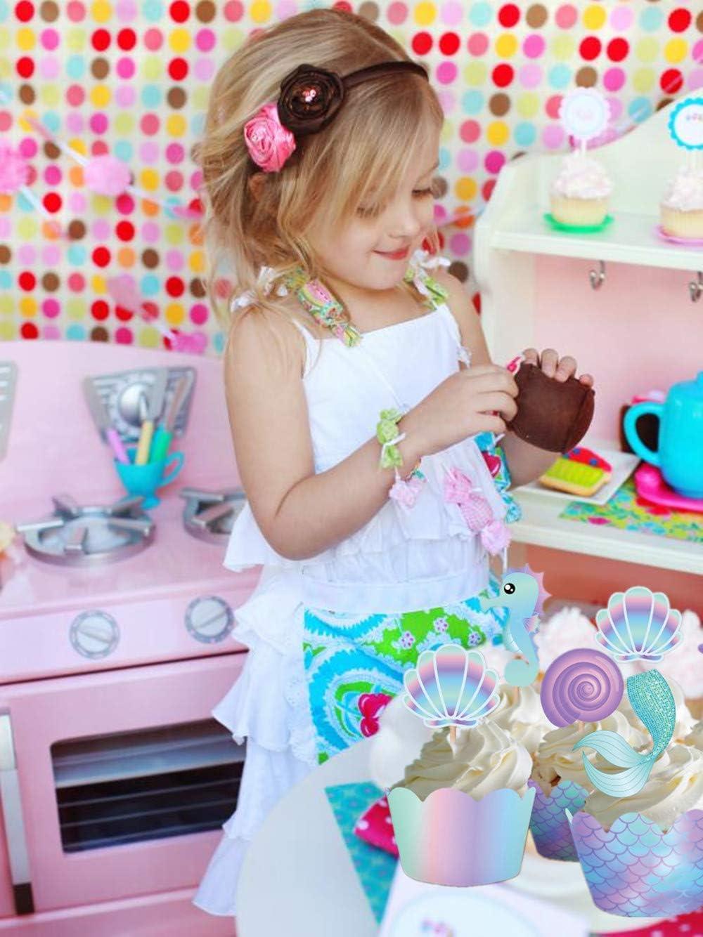 LaVenty Set Of 20 Mermaid Cupcake Toppers Mermaid Cupcake Wrappers laventy-set-of-20-mermaid-cupcake-toppers-mermaid-cupcake-wrappers