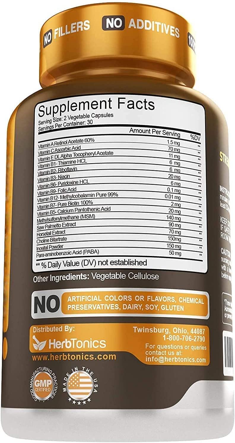 Beard Growth Vitamins for Men Biotin & Zinc Supplement for Thicker