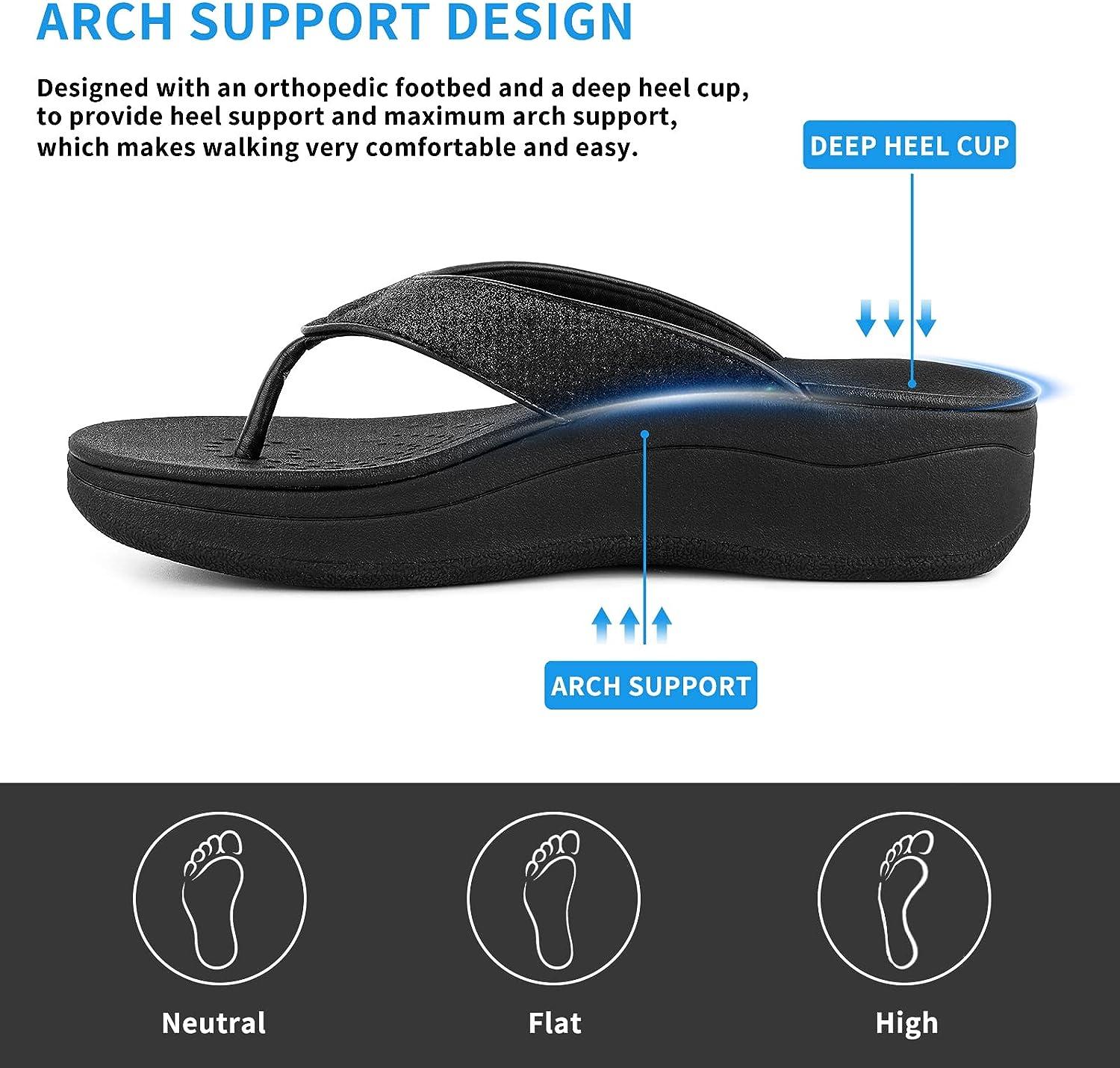 Women's Platform Flip Flop with Arch Support Orthotic Flip Flops