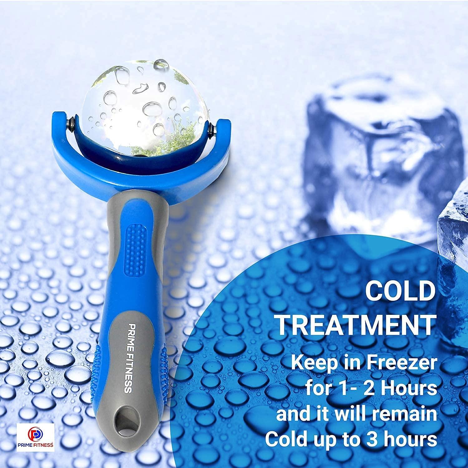 Cold Massage Roller Ball with Handle Cryo Stick for Muscle Pain Relief Blue