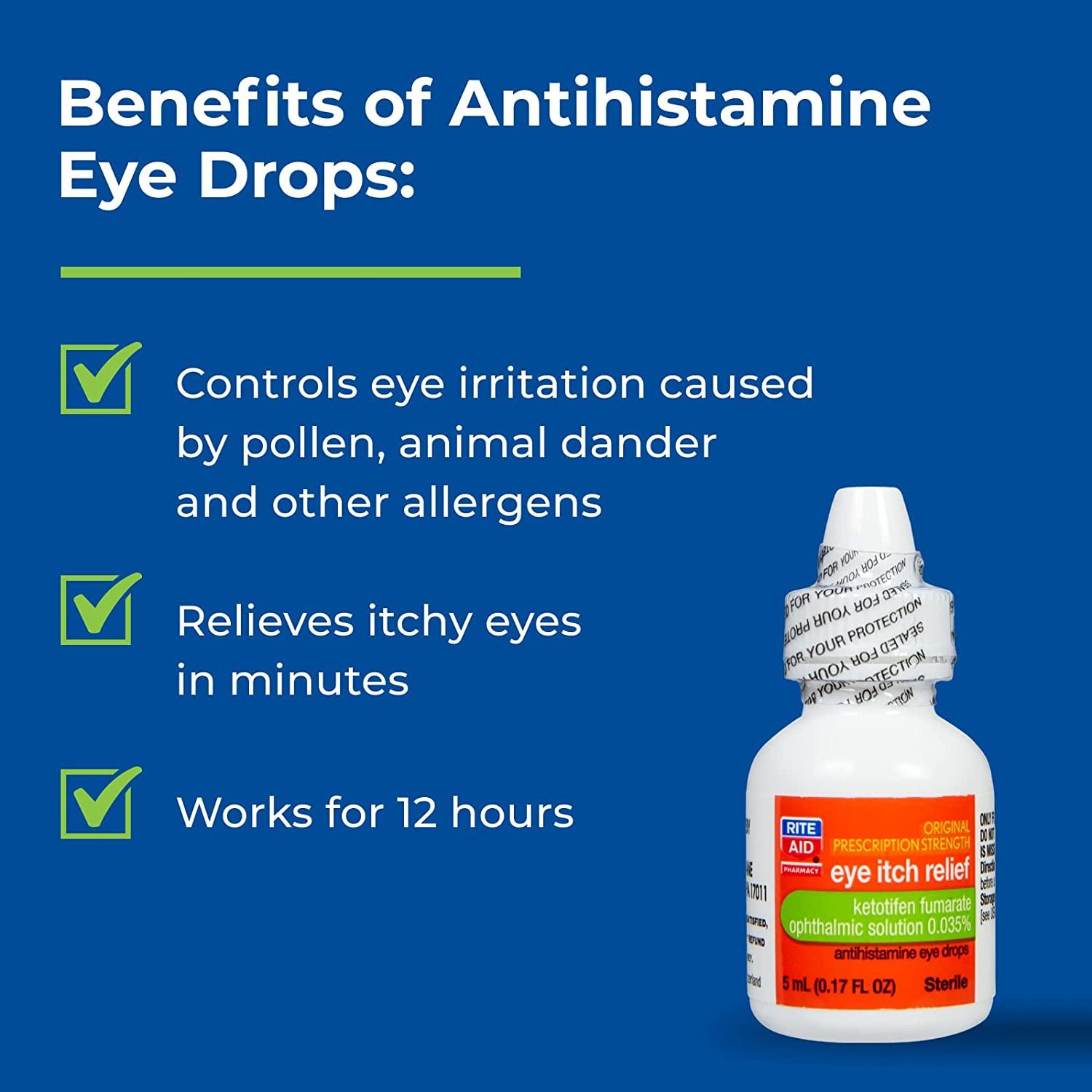 Rite Aid Eye Itch Relief Antihistamine Eye Drops, Original Prescription Strength, 0.17 fl oz