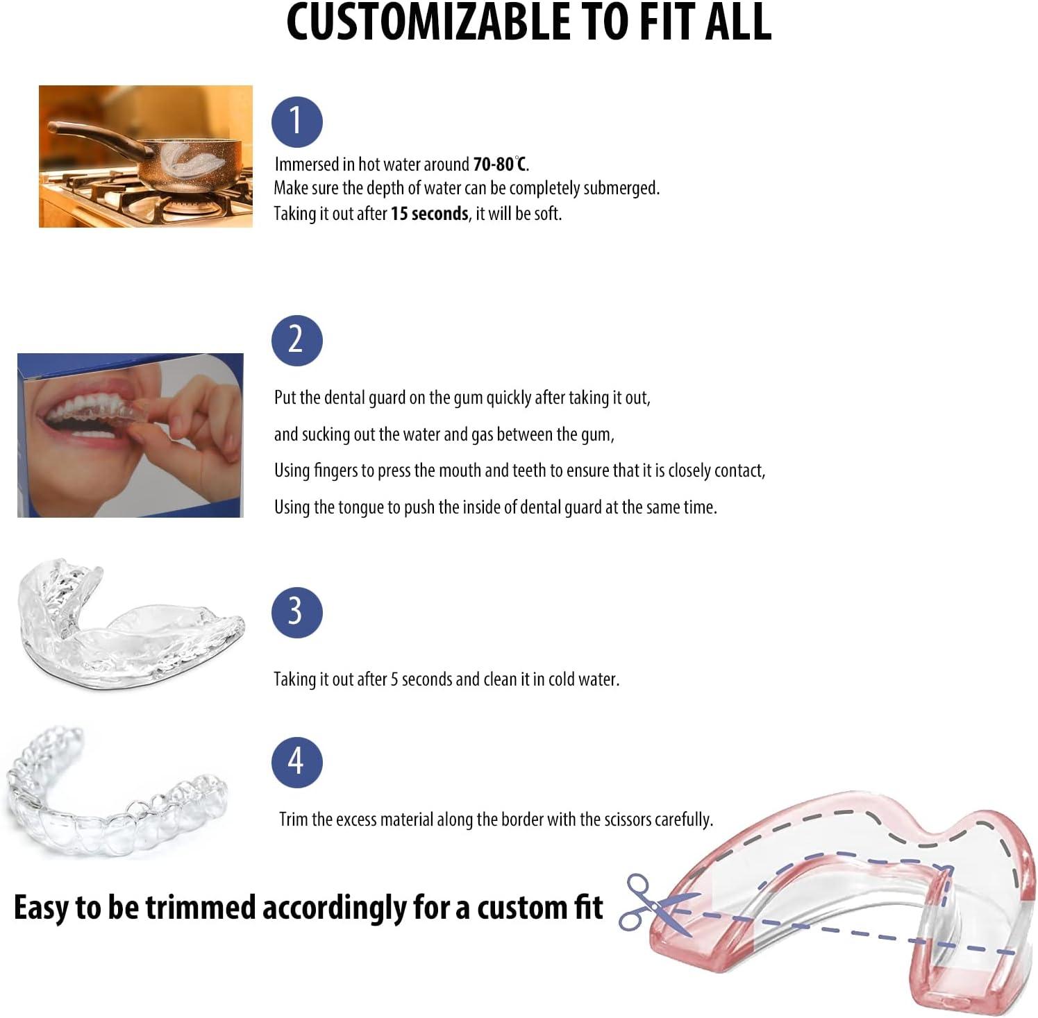 Custom Moldable Mouth Guard to Stop Bruxism 4 Pack Two Size