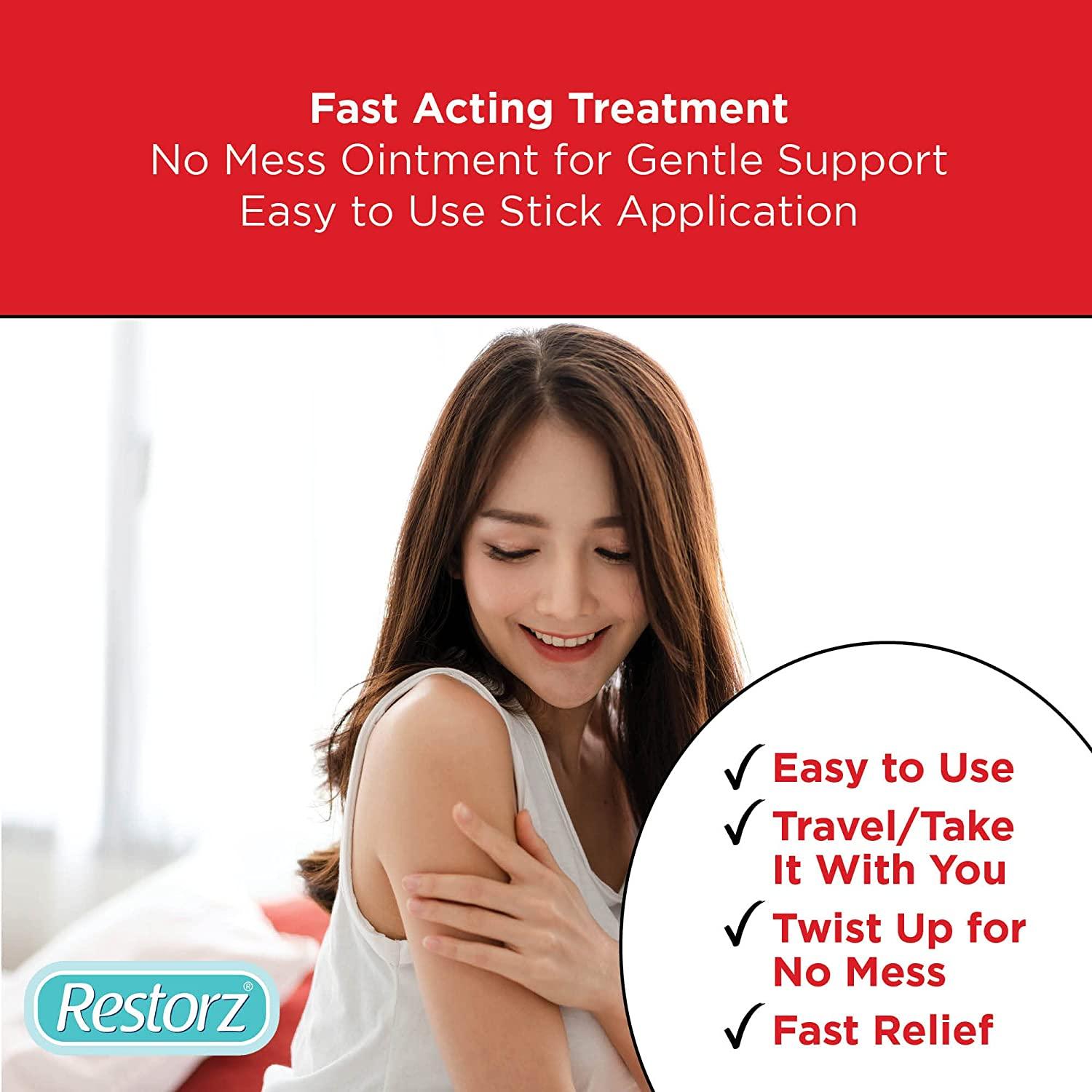 Restorz Hydrocortisone 1 Cream Treatment Stick, Fast Acting Relief for Itching, Redness and