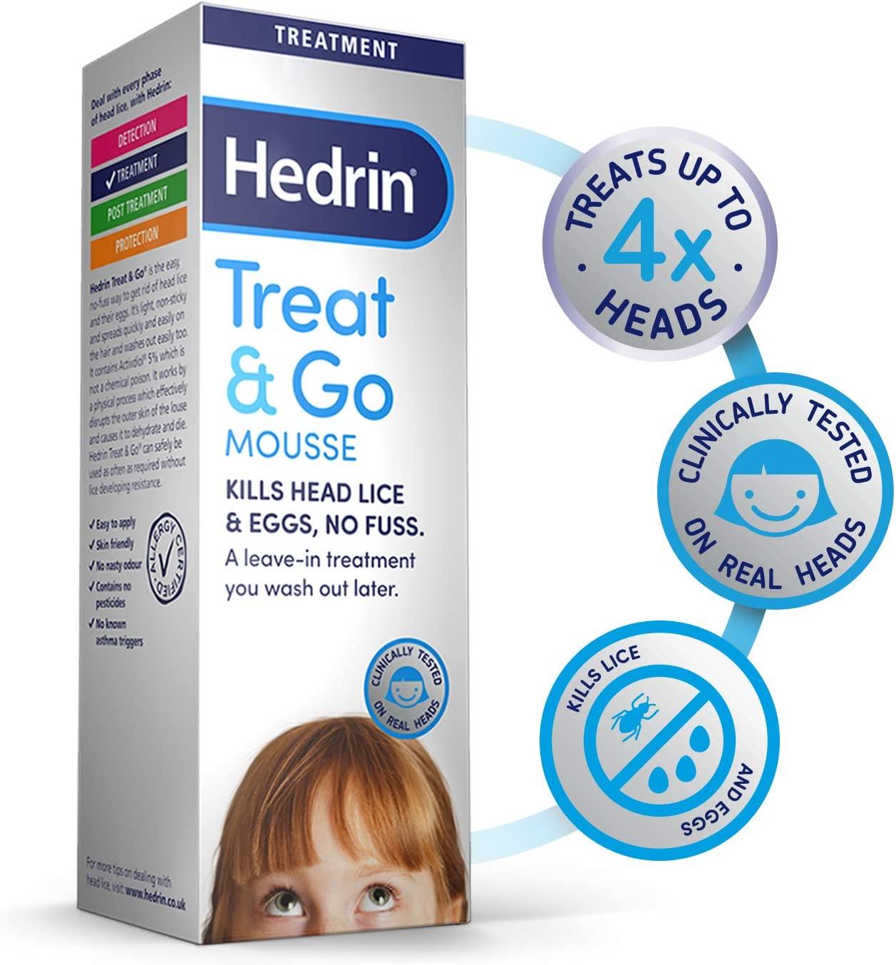 Hedrin Treat & Go Mousse 100ml Effective Head Lice Treatment