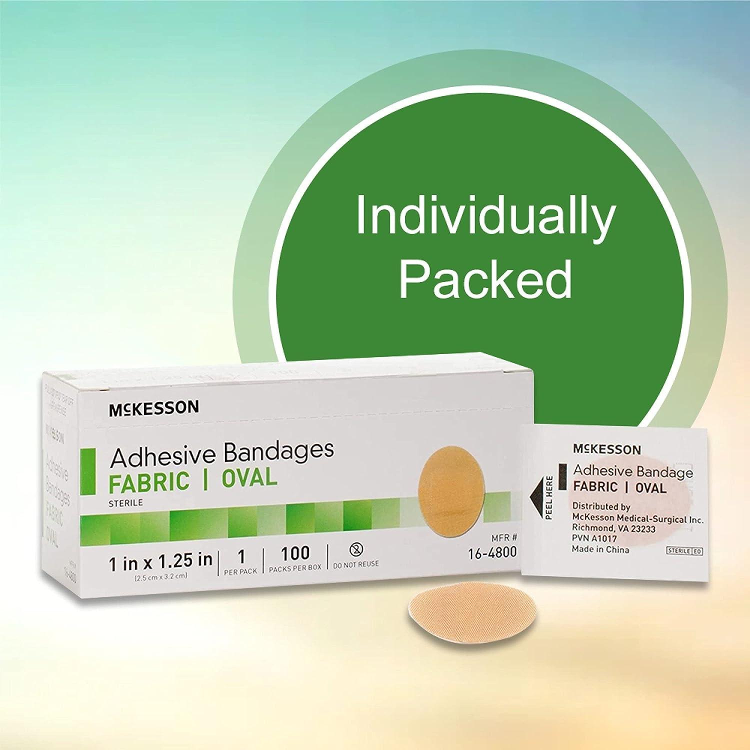 McKesson Adhesive Bandages Sterile Fabric Oval 1 in x 1 1/4 in 100