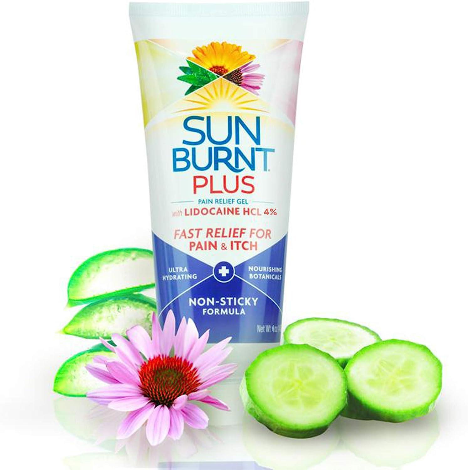 Sunburnt Plus AfterSun Gel with Lidocaine, 4 Ounce