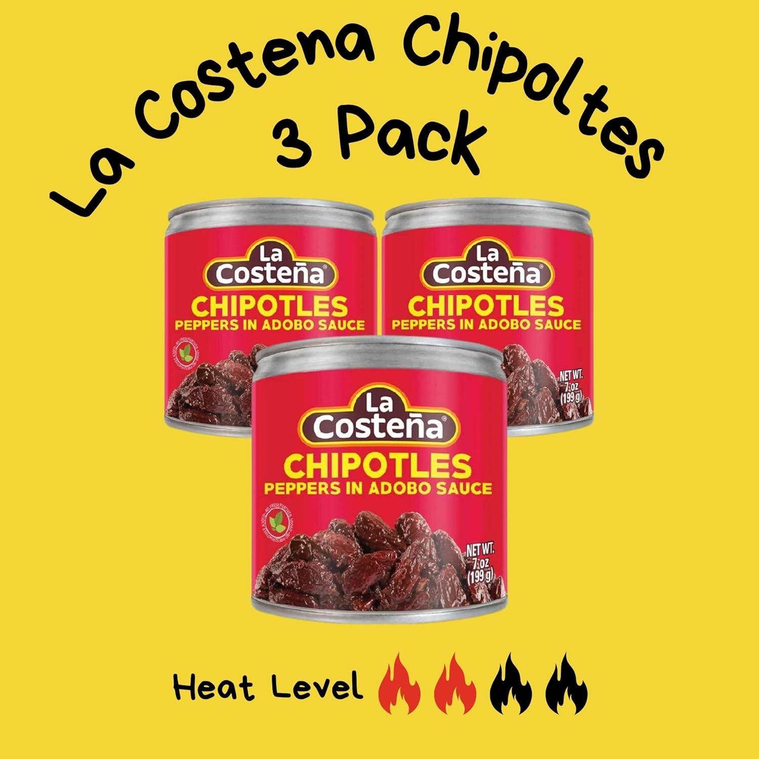 La Costena Bundle of 3 x La Costena Chipotles Peppers In Adobo Sauce 199g