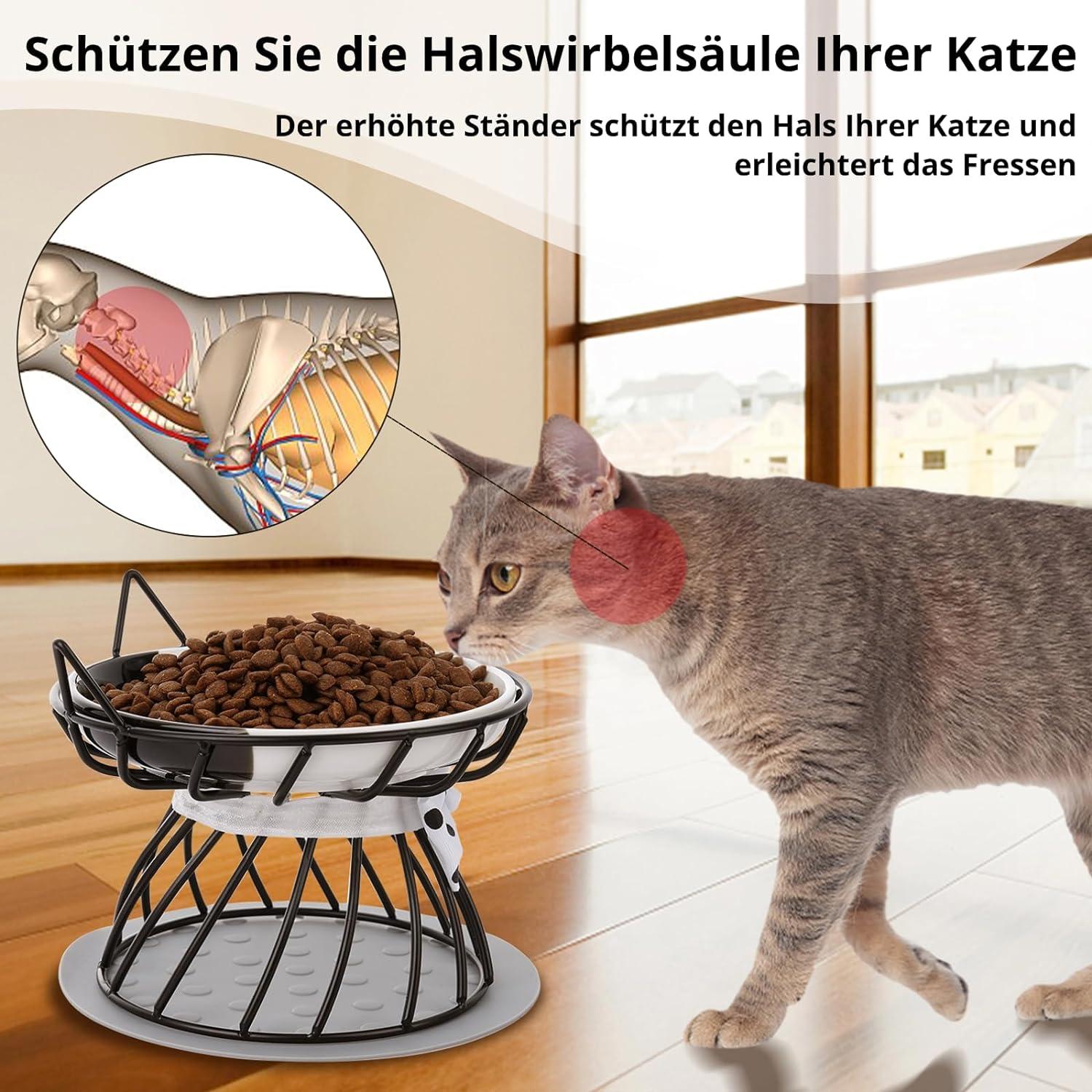 Dorakitten 2Pcs Elevated Cat Bowls with Non-Slip Mat Anti