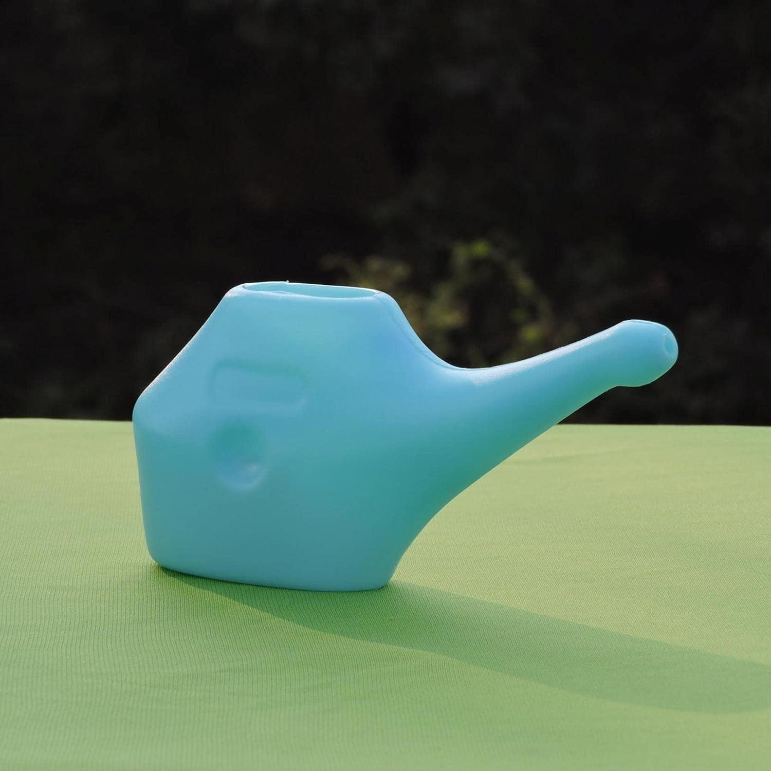 Set of 2 LightWeight Neti Pots Unbreakable Plastic for Travel Includes 5 Sachets Salt + 2