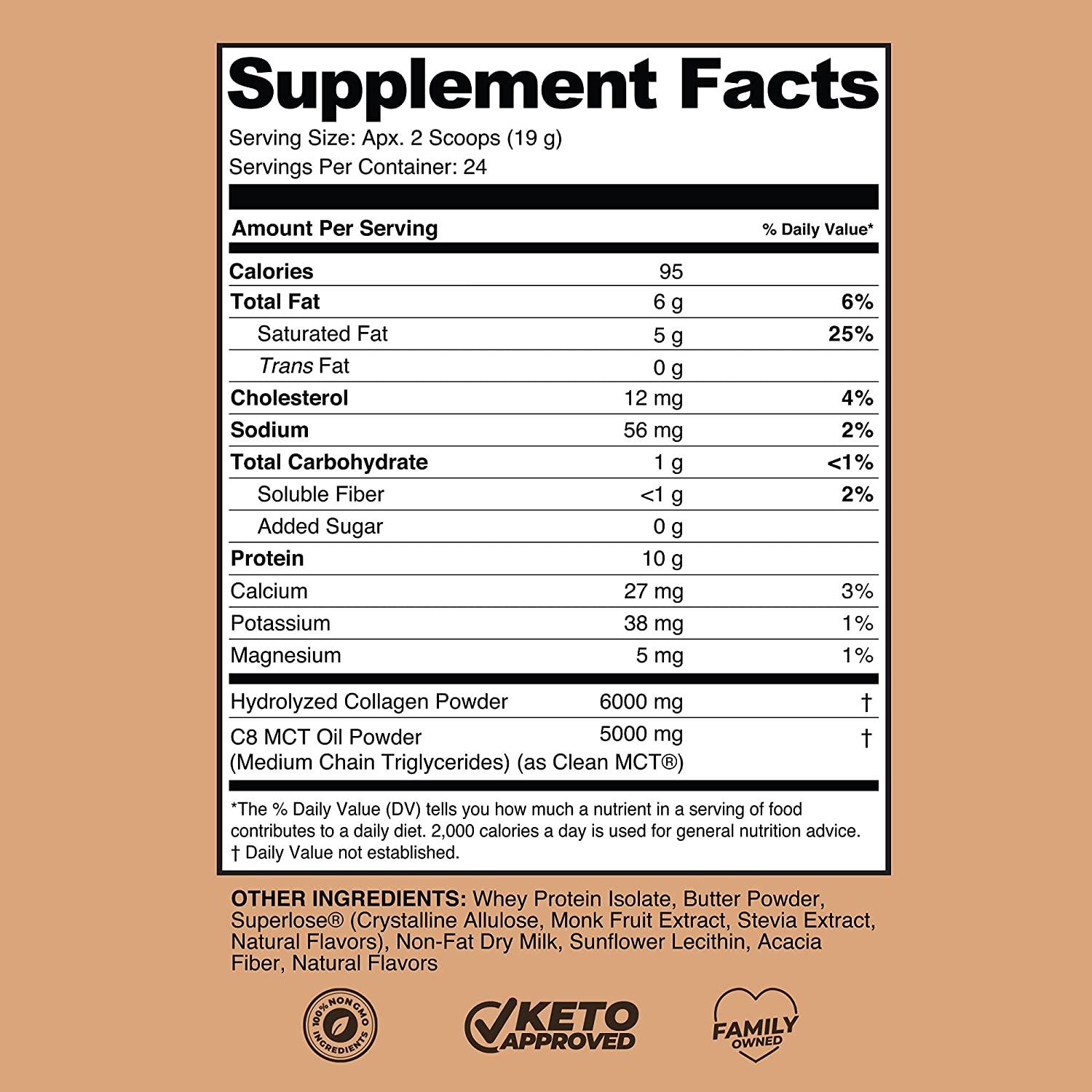 Grassfed Keto Protein Powder Collagen Peptides Pure C8 MCT Oil