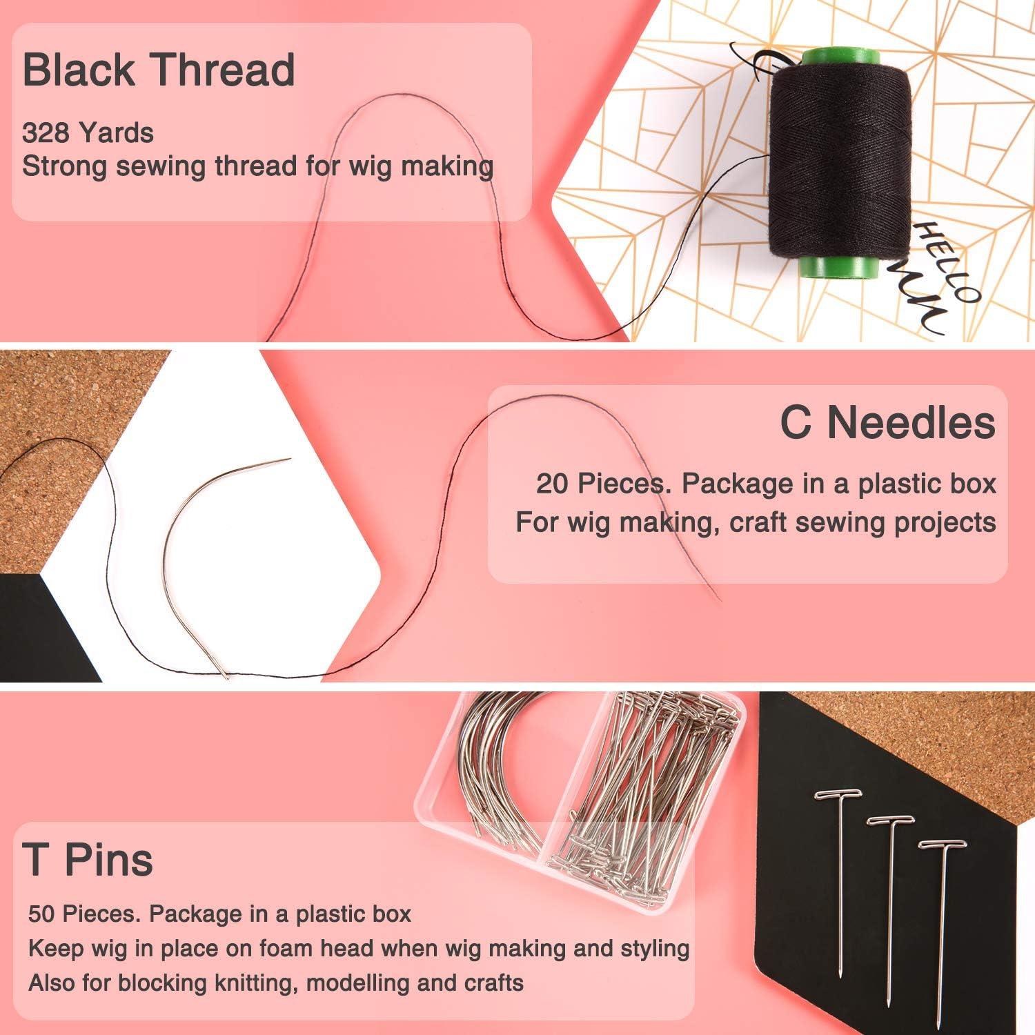 71 Pieces Wig Making Kits Sewing T Pins C Pins and Thread Set Wig Pins DIY