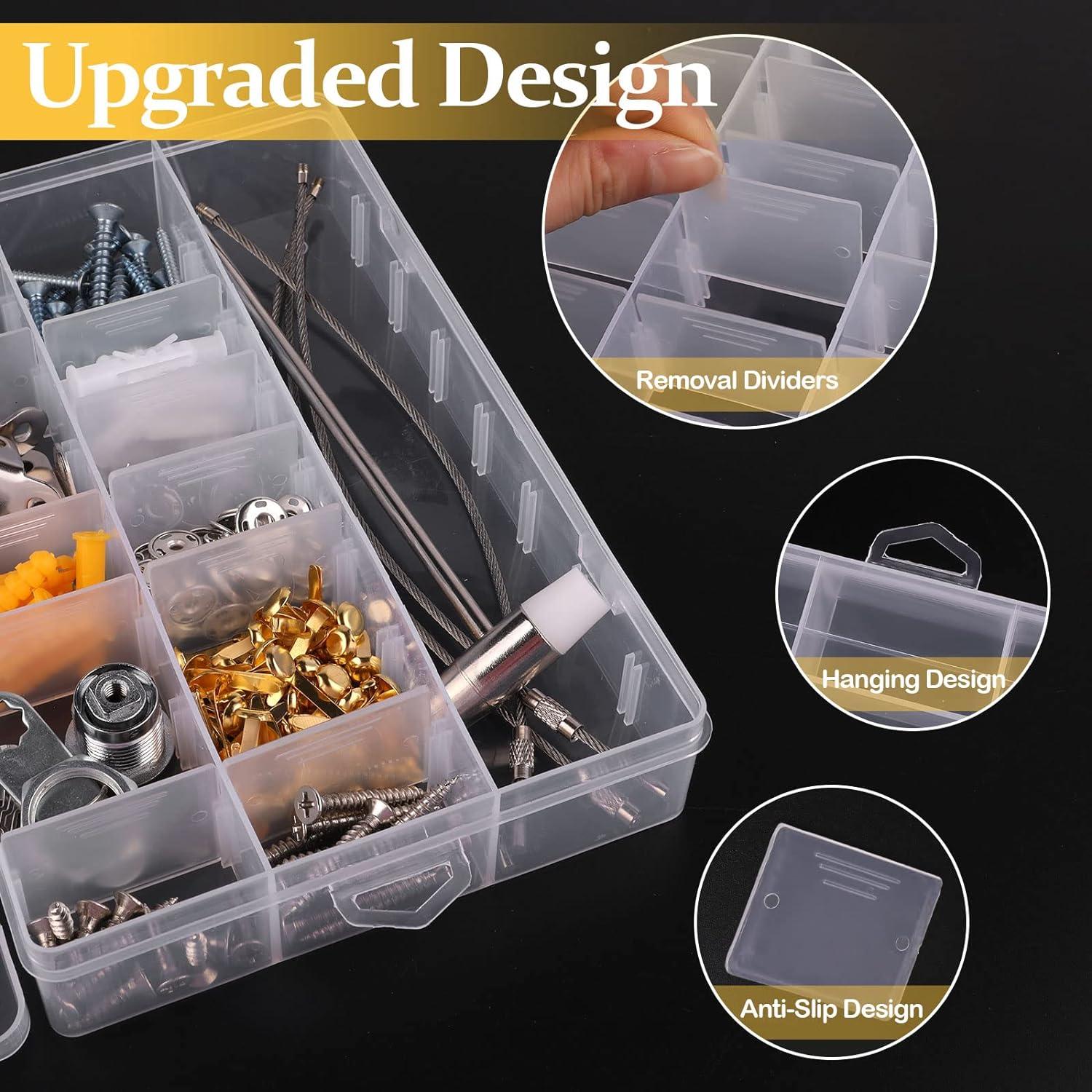 4 Pack 10 Grids Plastic Box Organizer with Dividers, Clear Bead Storage Box  Plastic Jewelry Organizer Compartment, Small Parts Plastic Box Organizer