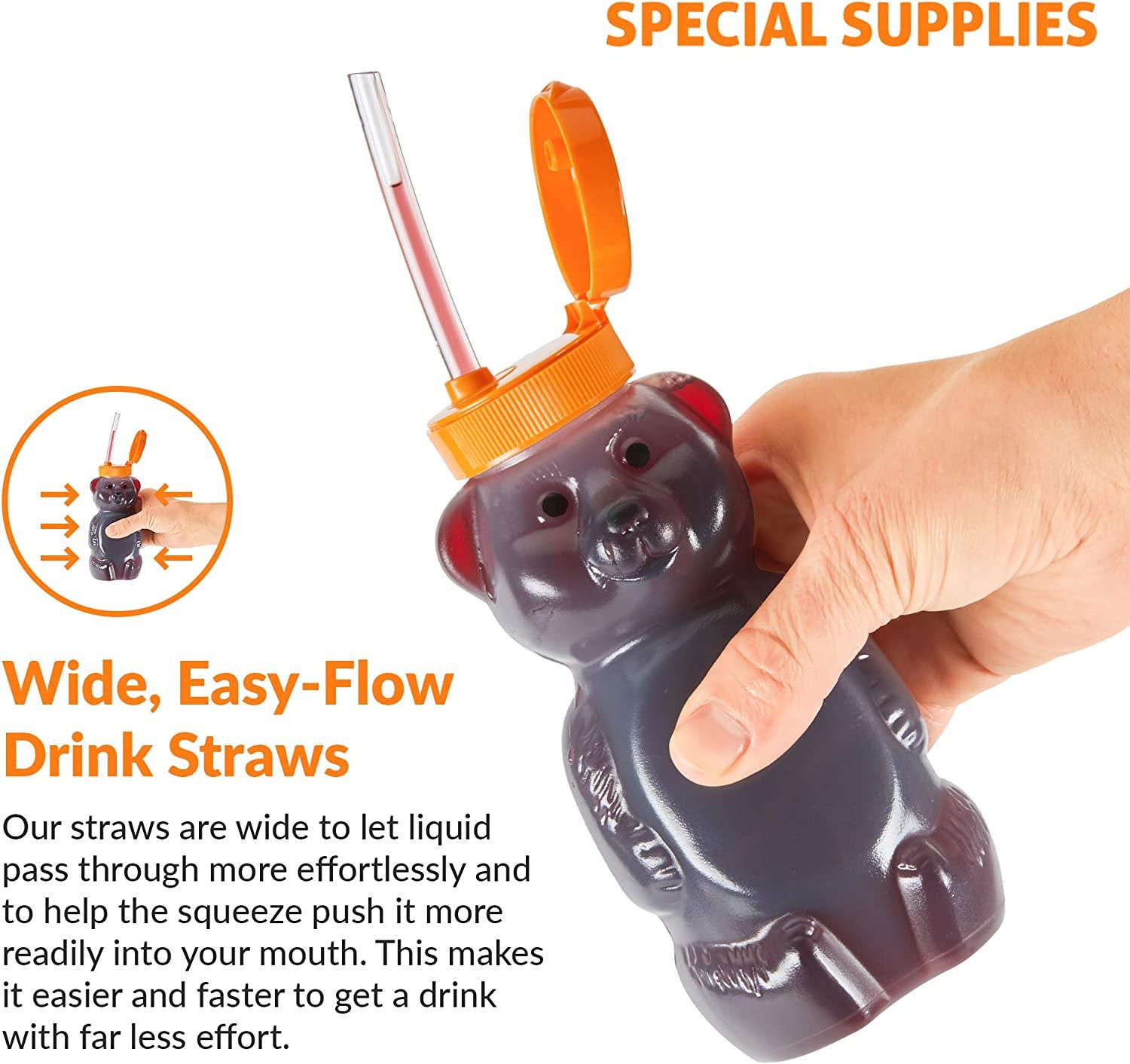Honey Bear Straw Cup Long Straws, Squeezable Therapy and Special Needs  Assistive Drink Container, Spill Proof and Leak Resistant Lid Sippy  Cups,,F21996 