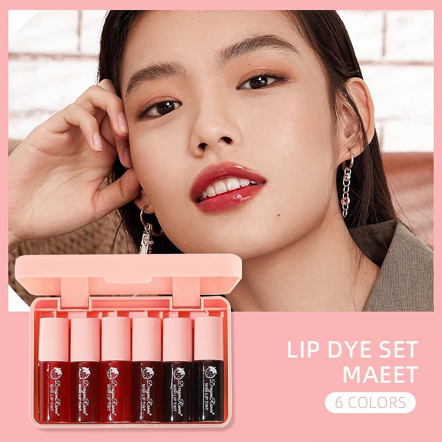 6 Colors Lip Tint Stain Set Plumping Mini Liquid Lipstick Watery Lip Stain  Multi-use Lip & Cheek Tint Moisturizing Korean Lip Gloss Long-lasting  Waterproof Non-Sticky Lip Tint High Pigment Vivid Color Strawberry