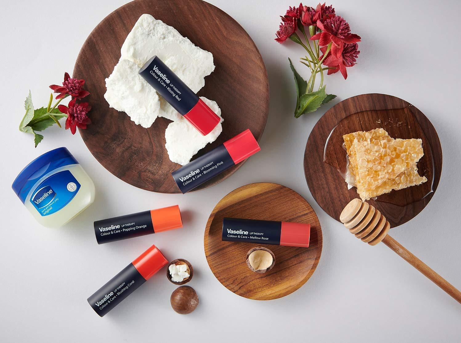 Vaseline Lip Therapy 3 Pack Kissing Red, Mellow Rose & Blooming Pink