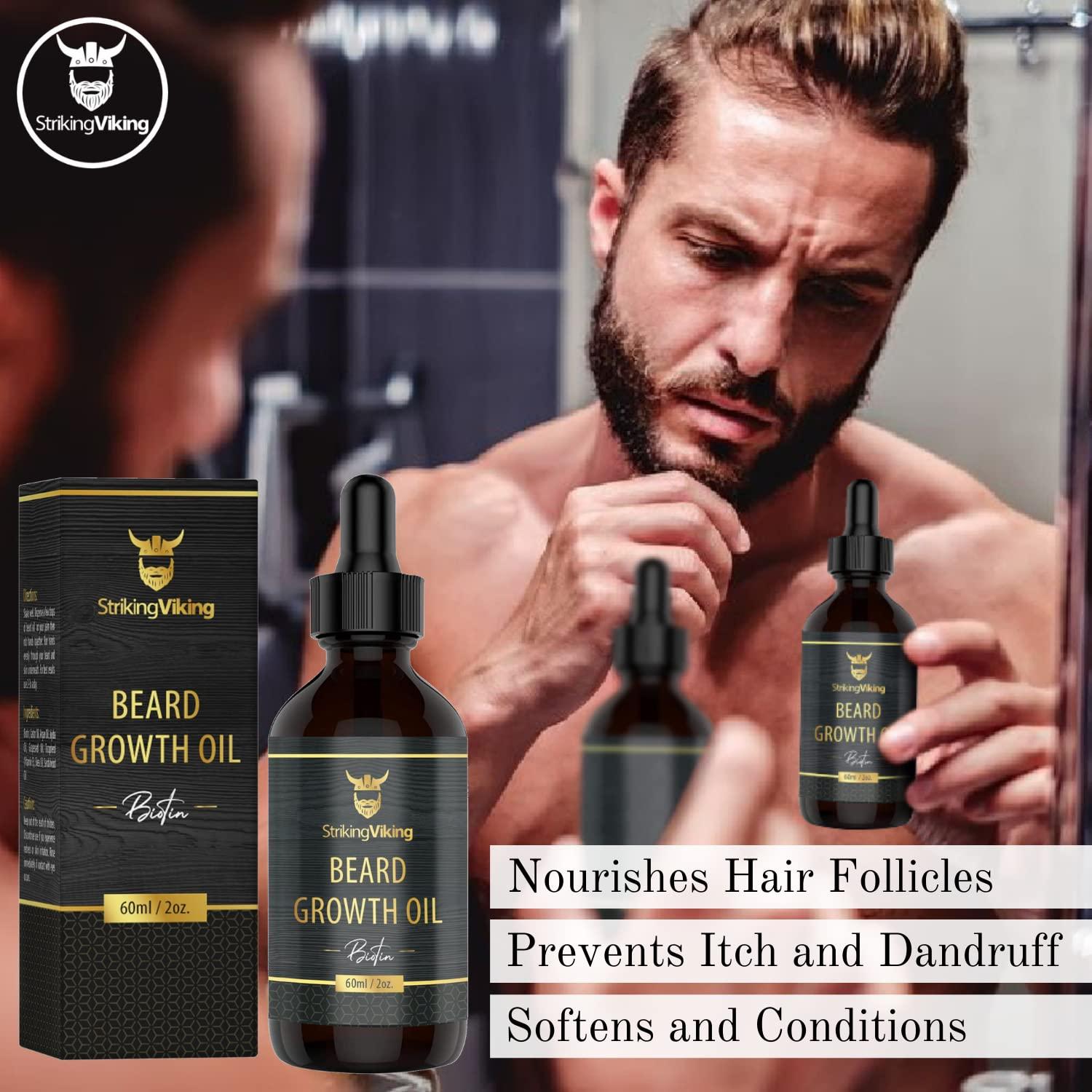 Striking Viking Beard Growth Oil with Biotin 2 Fl Oz, Sandalwood