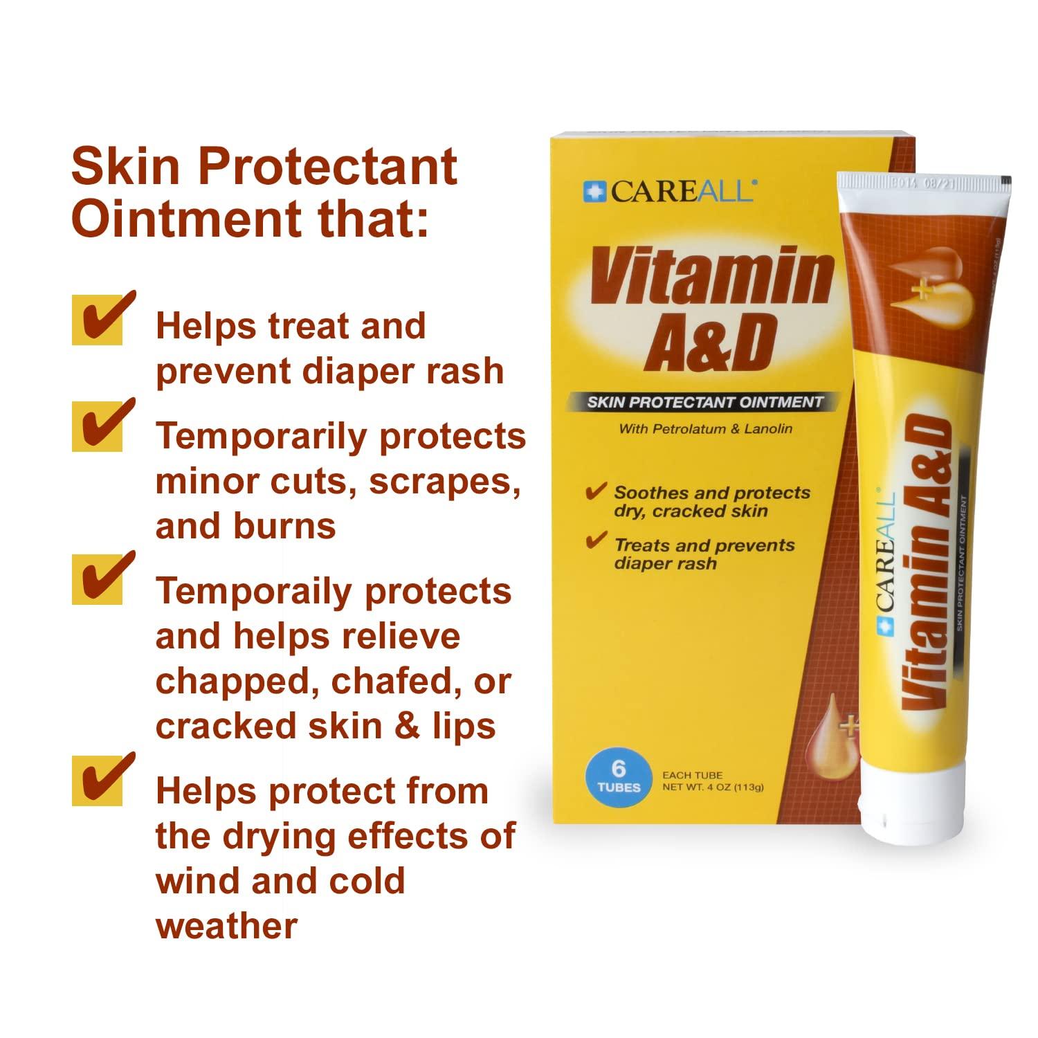 (6 Tubes) CareALL 4oz Vitamin A&D Ointment Diaper Rash and Skin