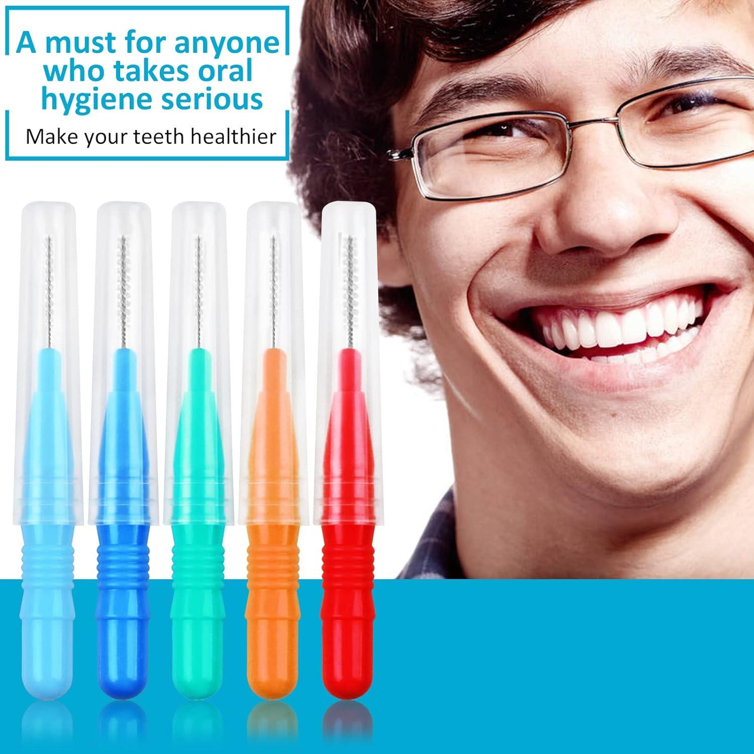 Soft Interdental Brushes with Floss Picks 0.8mm Gaps Between Teeth Cleaners (60 Count)
