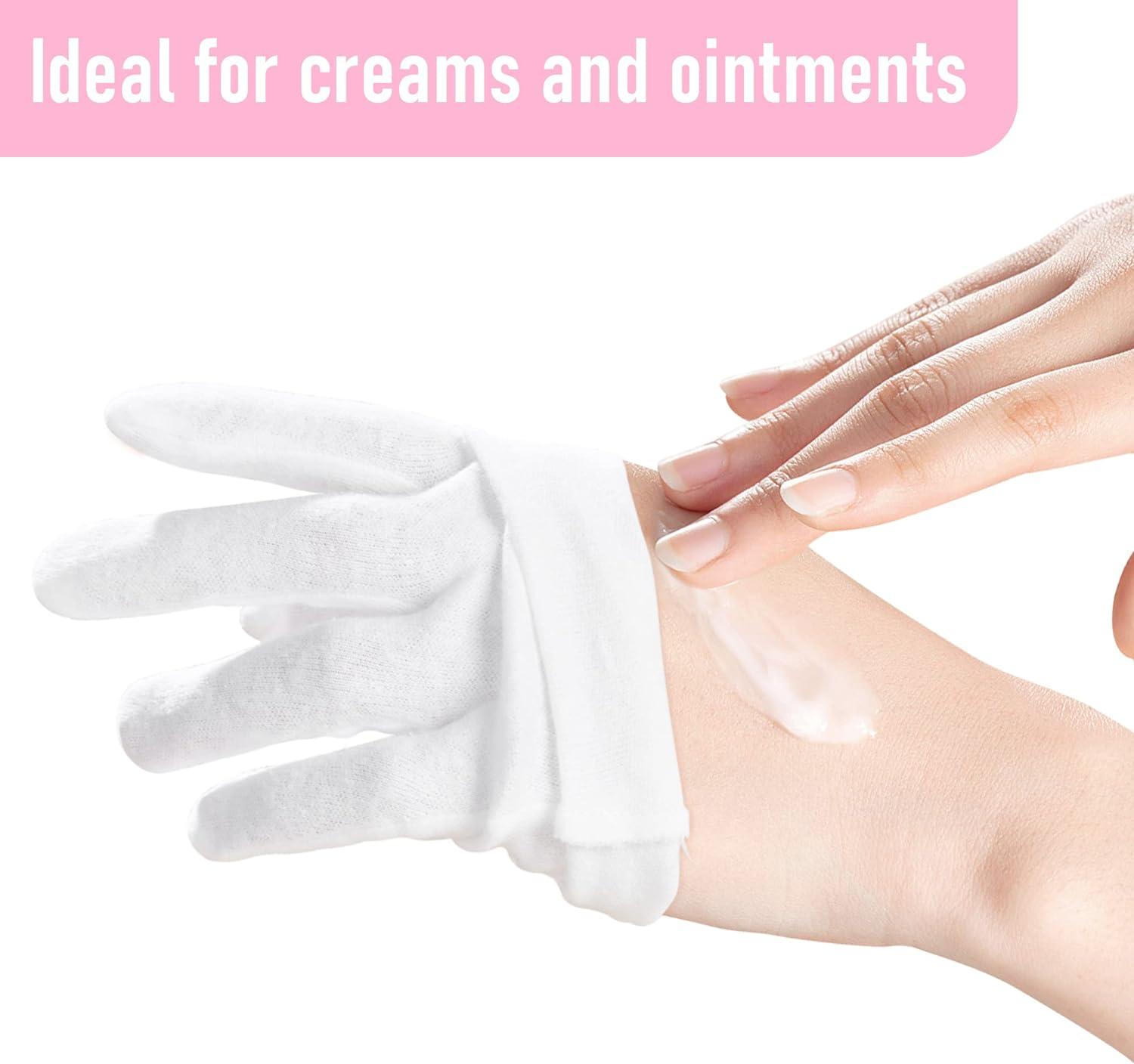 COOLJOB White Cotton Gloves for Women and Men 6 Pairs Eczema Gloves