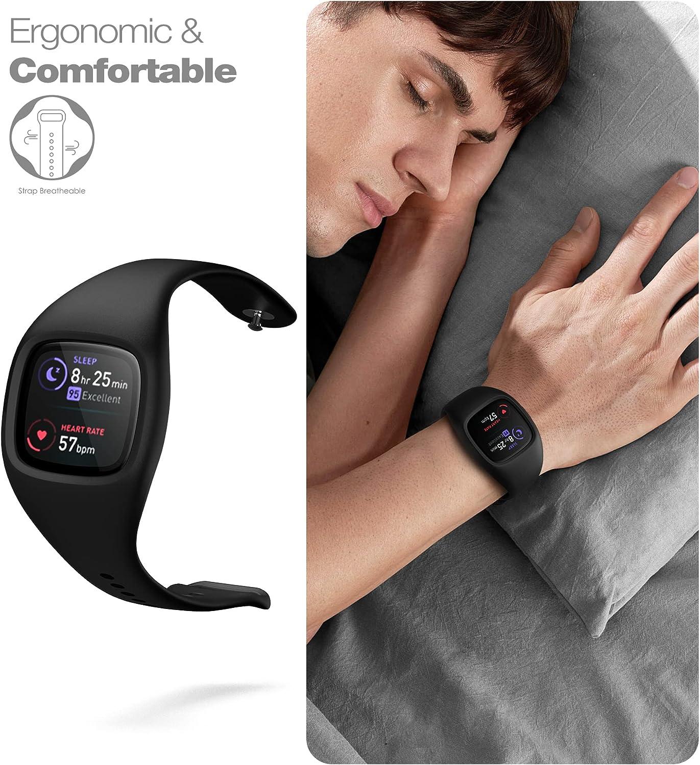 MJrom - Cinturino di ricambio per Fitbit Versa 3, in morbido silicone sportivo per Versa 3/Sense Donna Uomo (grande, rosso vino + lavanda