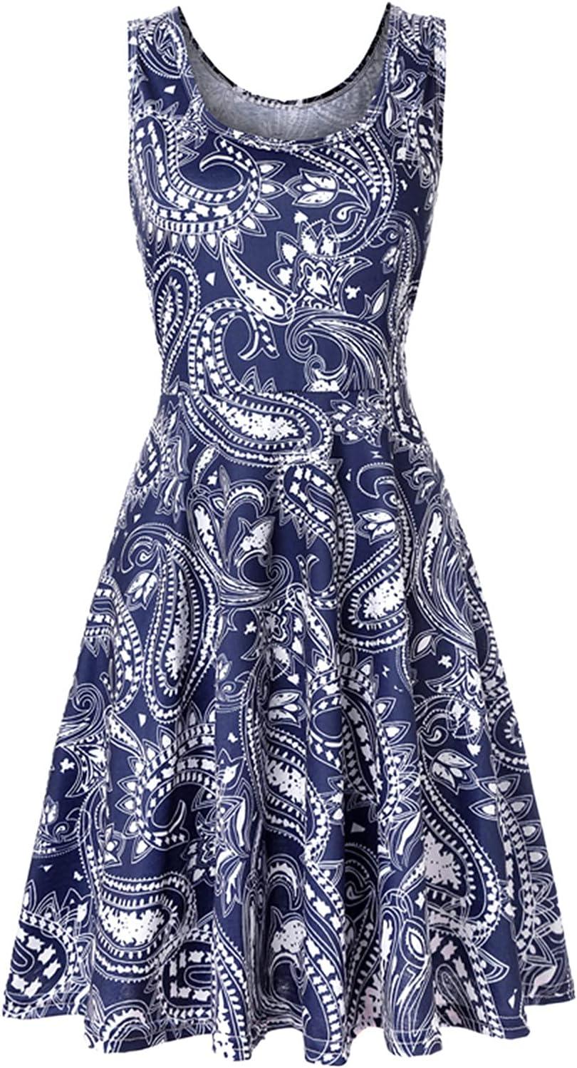 Haiorziyoudamen Sleeveless A-Line Dress for Women | Sexy Summer Mini Dress | Casual Knee-Length Printed Skirt in Blue | Buy Now with Express International Delivery | GoSupps.com Haiorziyoudamen Sleeveless A-Line Dress for Women | Sexy Summer Mini Dress | Casual Knee-Length Printed Skirt in Blue | Buy Now with Express International Delivery | GoSupps.com