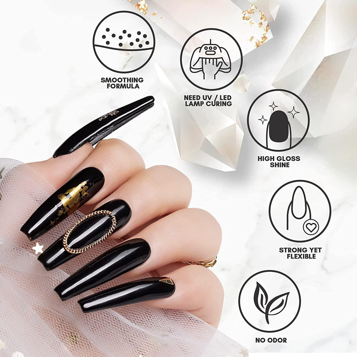 Makartt Poly Nail Gel Kit White Clear Gel Nail Extensions Kit Black