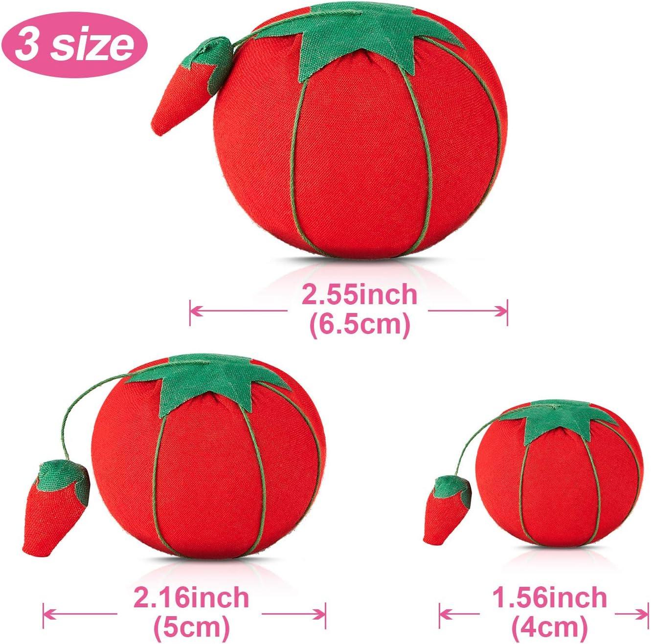 6 Pieces Tomato Pin Cushion Sewing Needle Pin Cushion Pin Needle Holder  with Foam for DIY Handcraft Tool 1.56 Inch 2.16 Inch 2.55 Inch