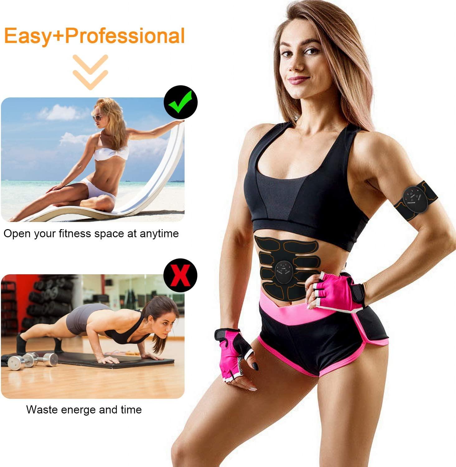 Muscle Stimulator for ABS, Arms, Hips, Back & Legs USB Rechargeable Muscle Toner Wireless Portable EMS Abdominal Toning Belt for Men and Women, Office