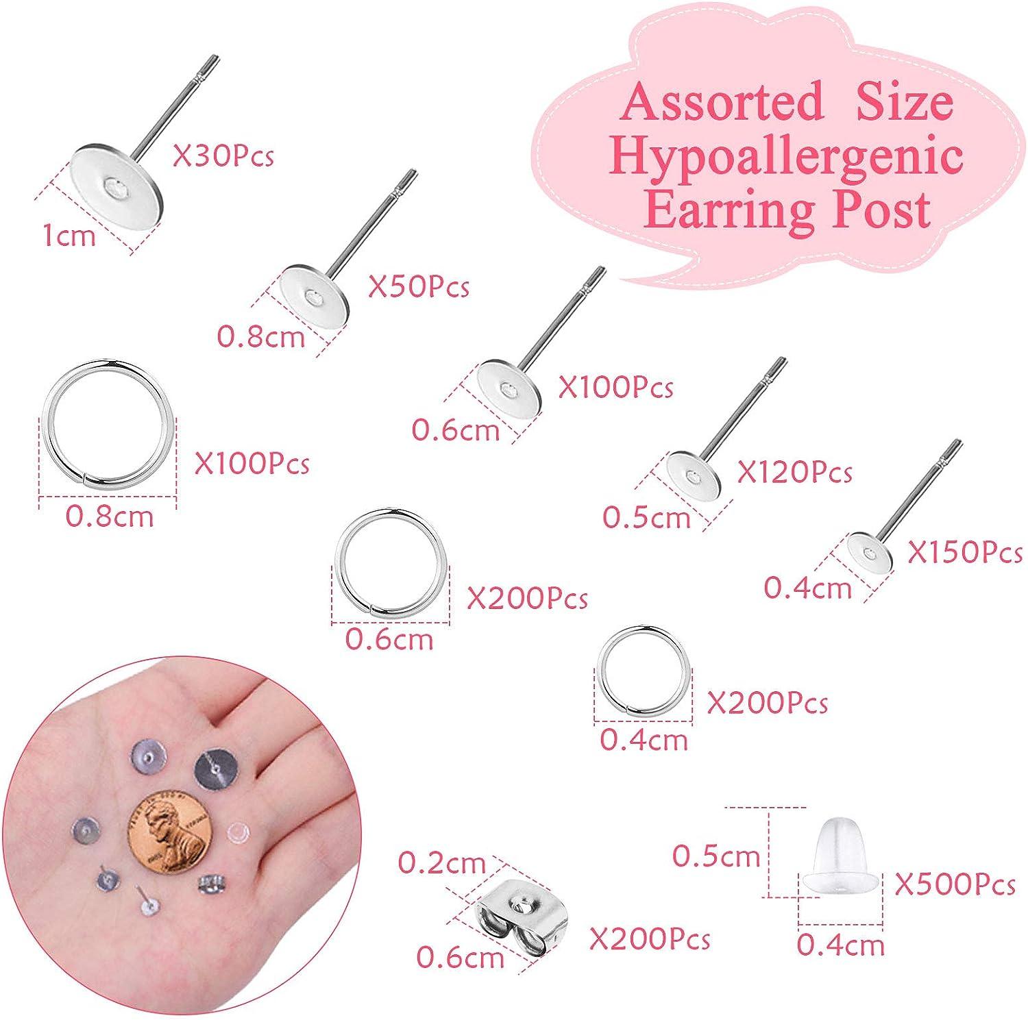 450PCS Gold Earring Posts and Backs,Hypoallergenic Earring Studs