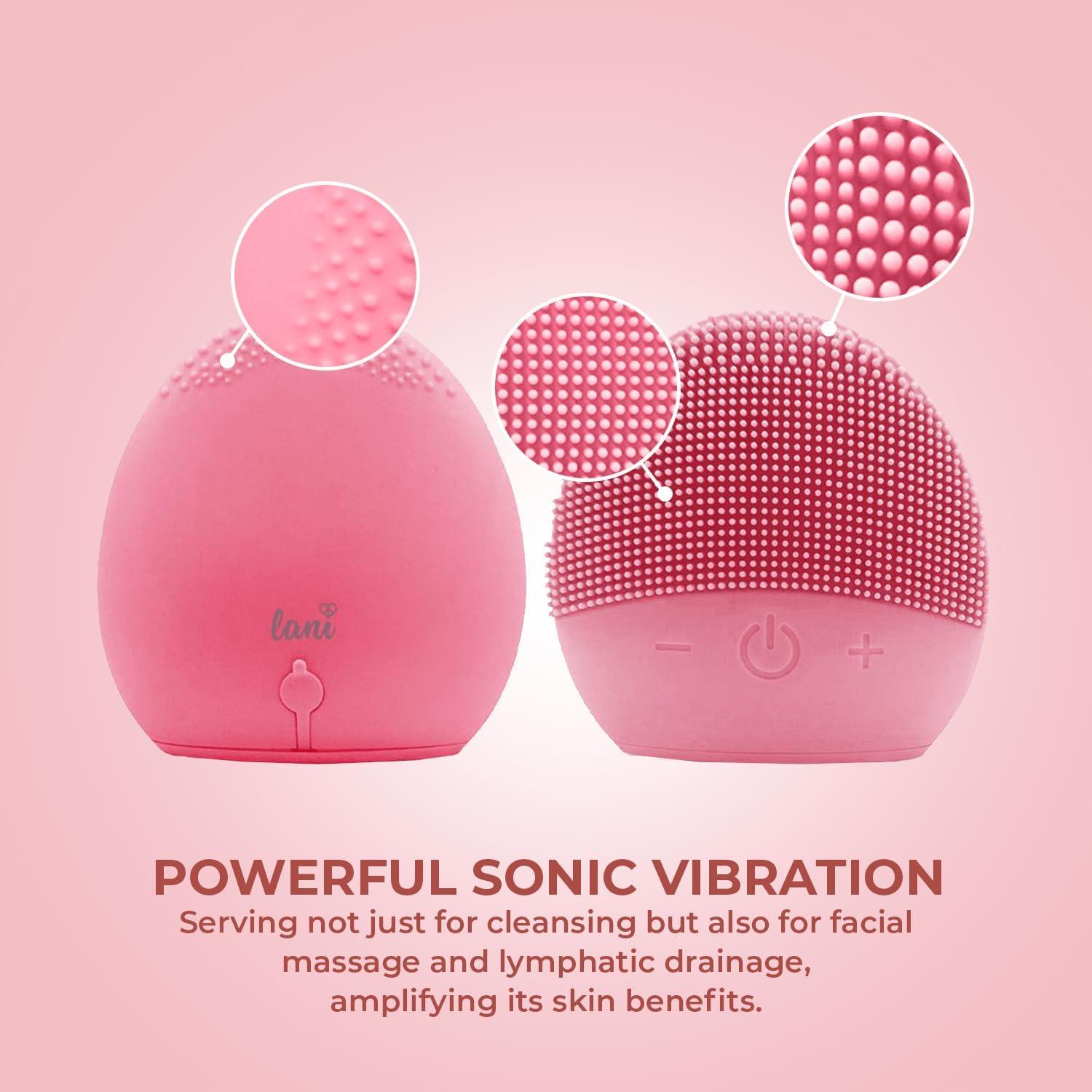 Buy Lani Electric Silicone Facial Cleansing Brush - Waterproof Sonic  Vibrating Scrubber for Exfoliating | Ultra Soft & Rechargeable in Pink -  Best for Radiant Skin | Buy Now with Express International Delivery