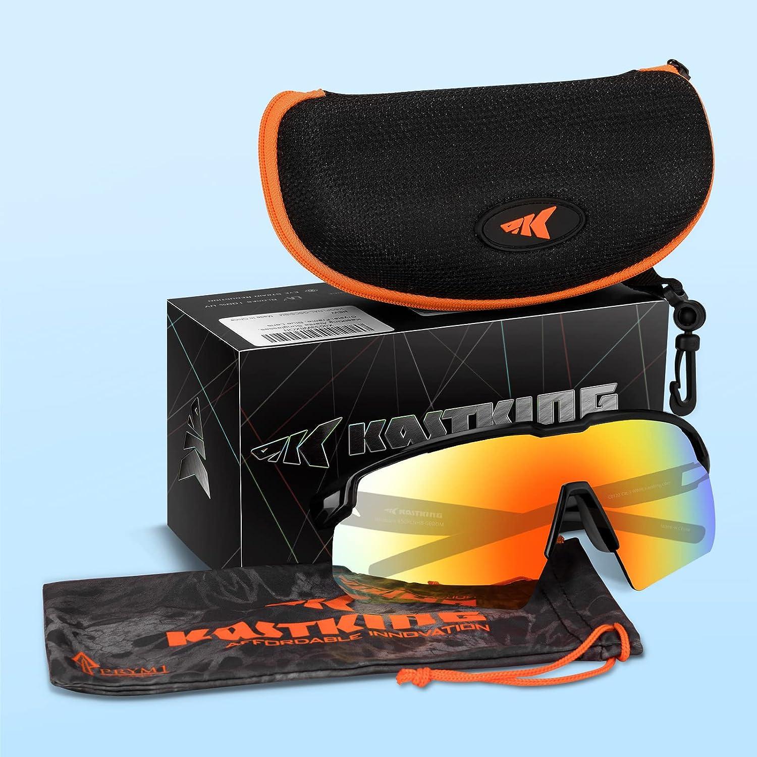KastKing Hillsboro Polarized Sport Sunglasses for Men and Women, Ideal for Baseball  Cycling Running Biking, UV protection Frame: Black / Lens: Orange Revo